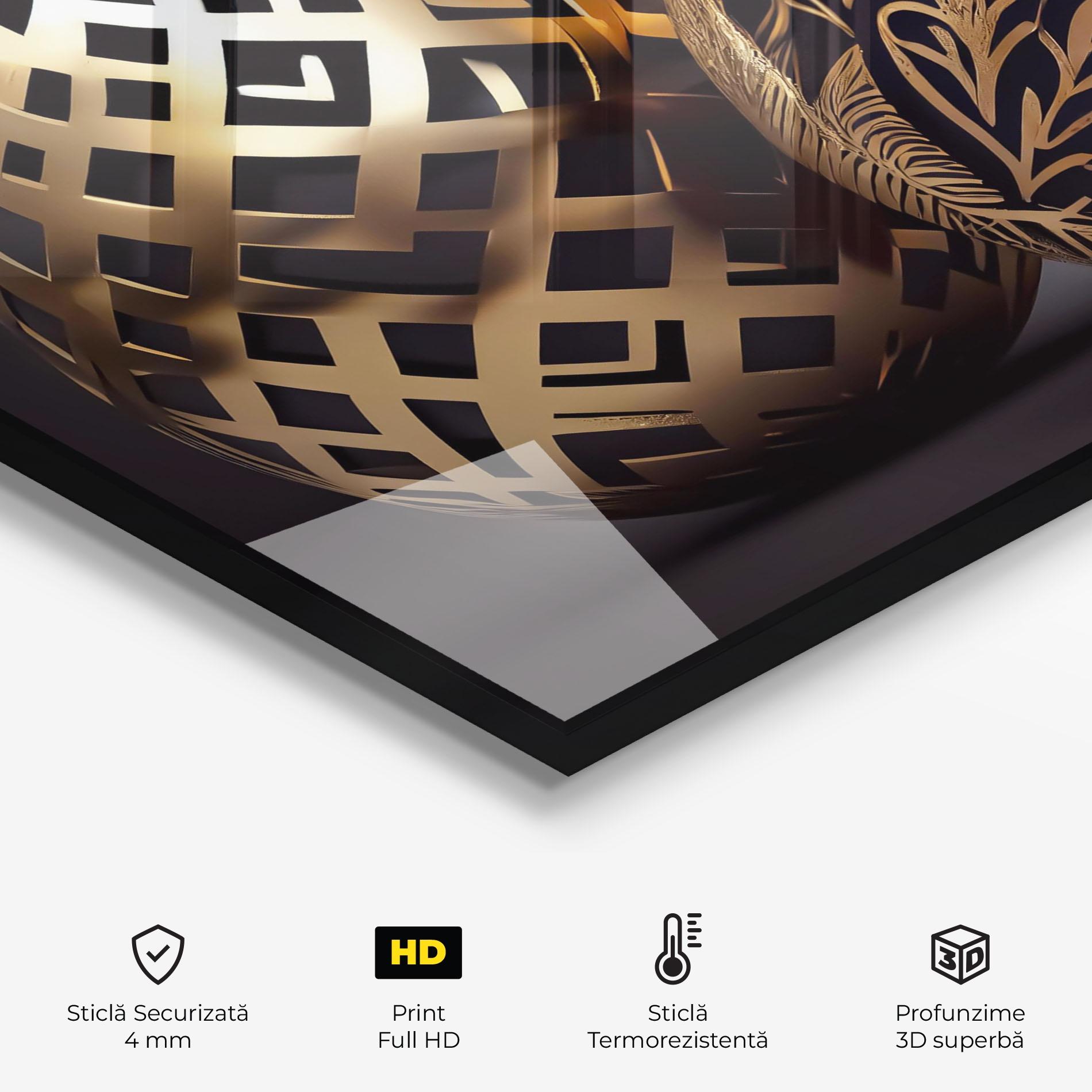 Panou Sticla Bucatarie Black Golden Eggs mockup 2