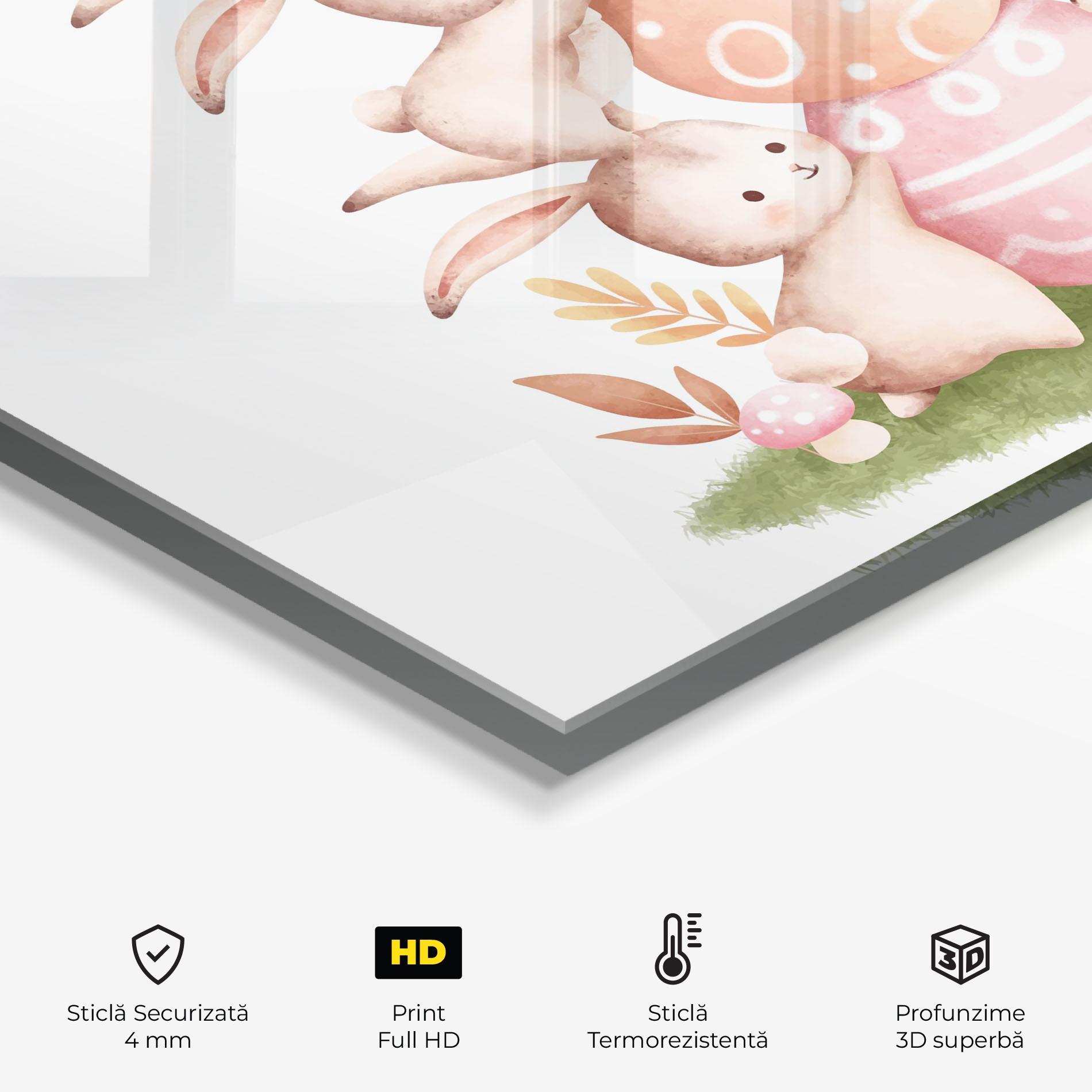 Panou Sticla Bucatarie Bunny Playing mockup 2