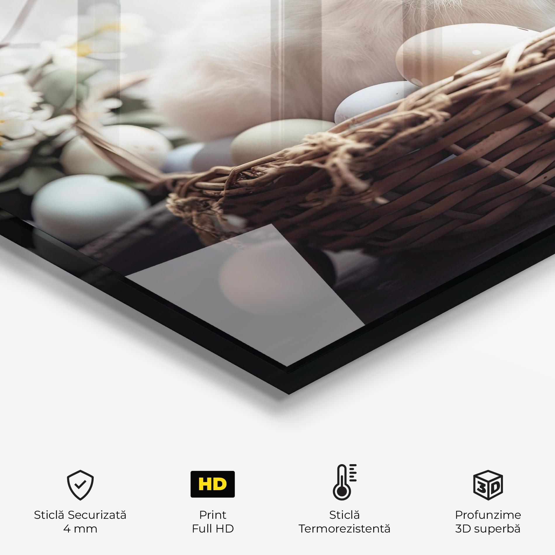 Panou Sticla Bucatarie Cute White Easter Eggs mockup 2