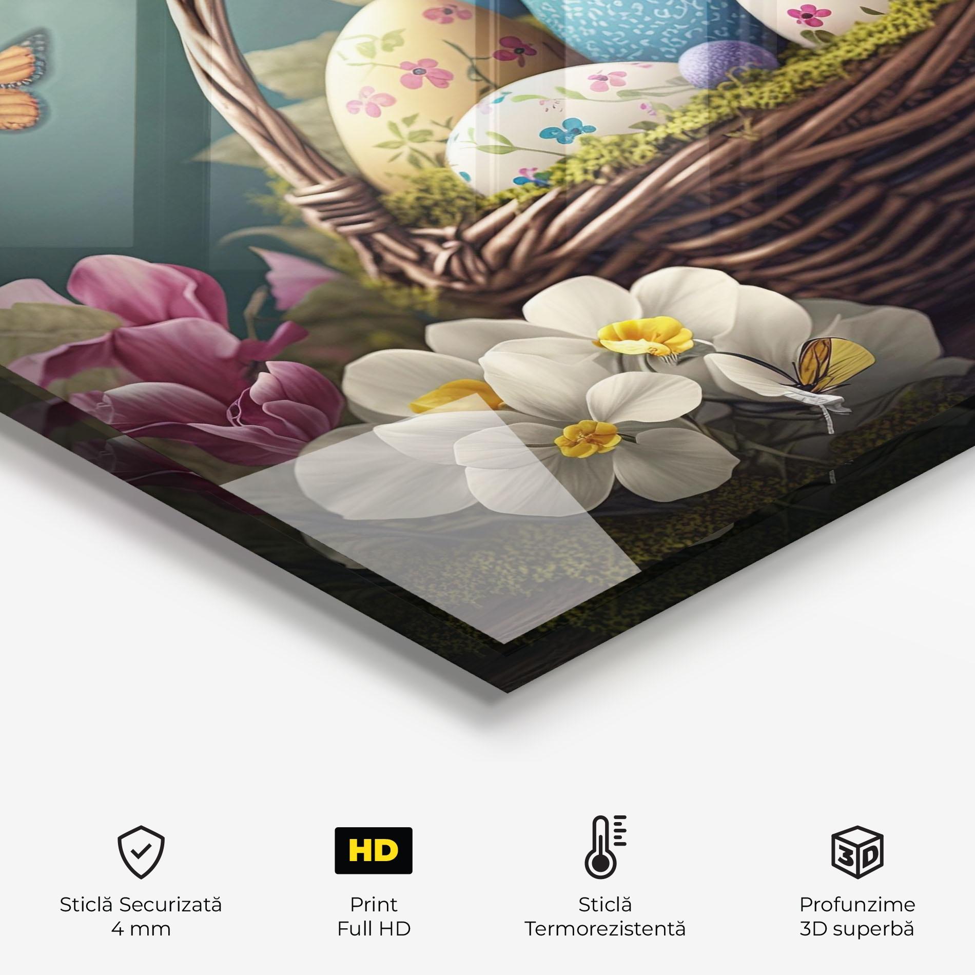 Panou Sticla Bucatarie Easter Eggs Butterfly mockup 2