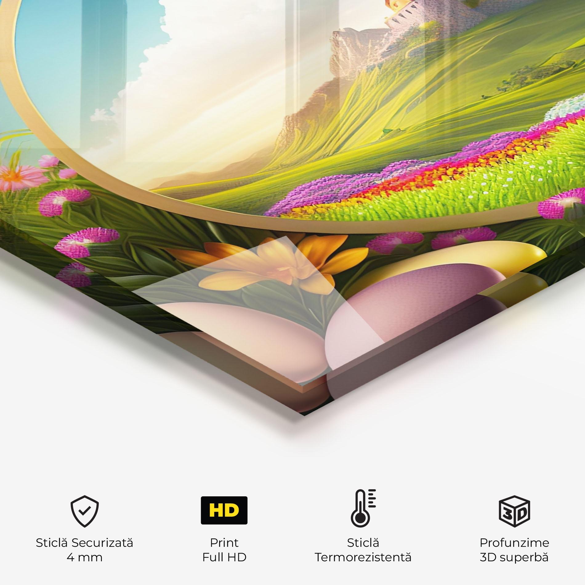 Panou Sticla Bucatarie Easter Eggs Castle mockup 2