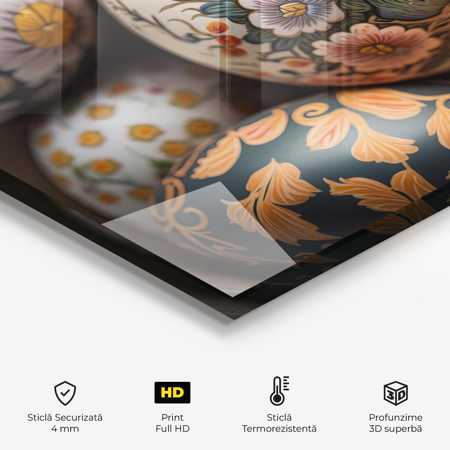 Panou Sticla Bucatarie Floral Painted Eggs mockup 2