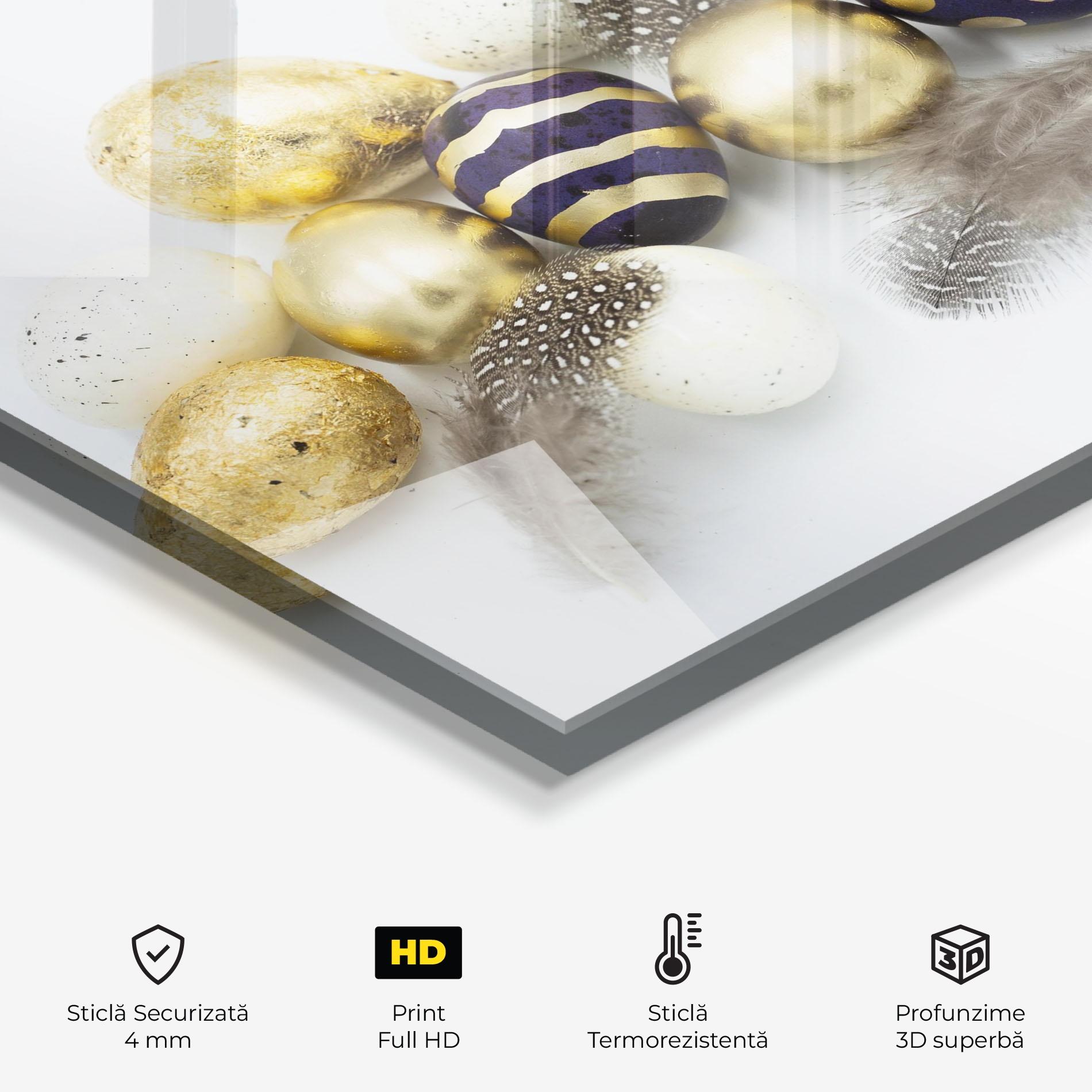 Panou Sticla Bucatarie Golden Black Eggs mockup 2
