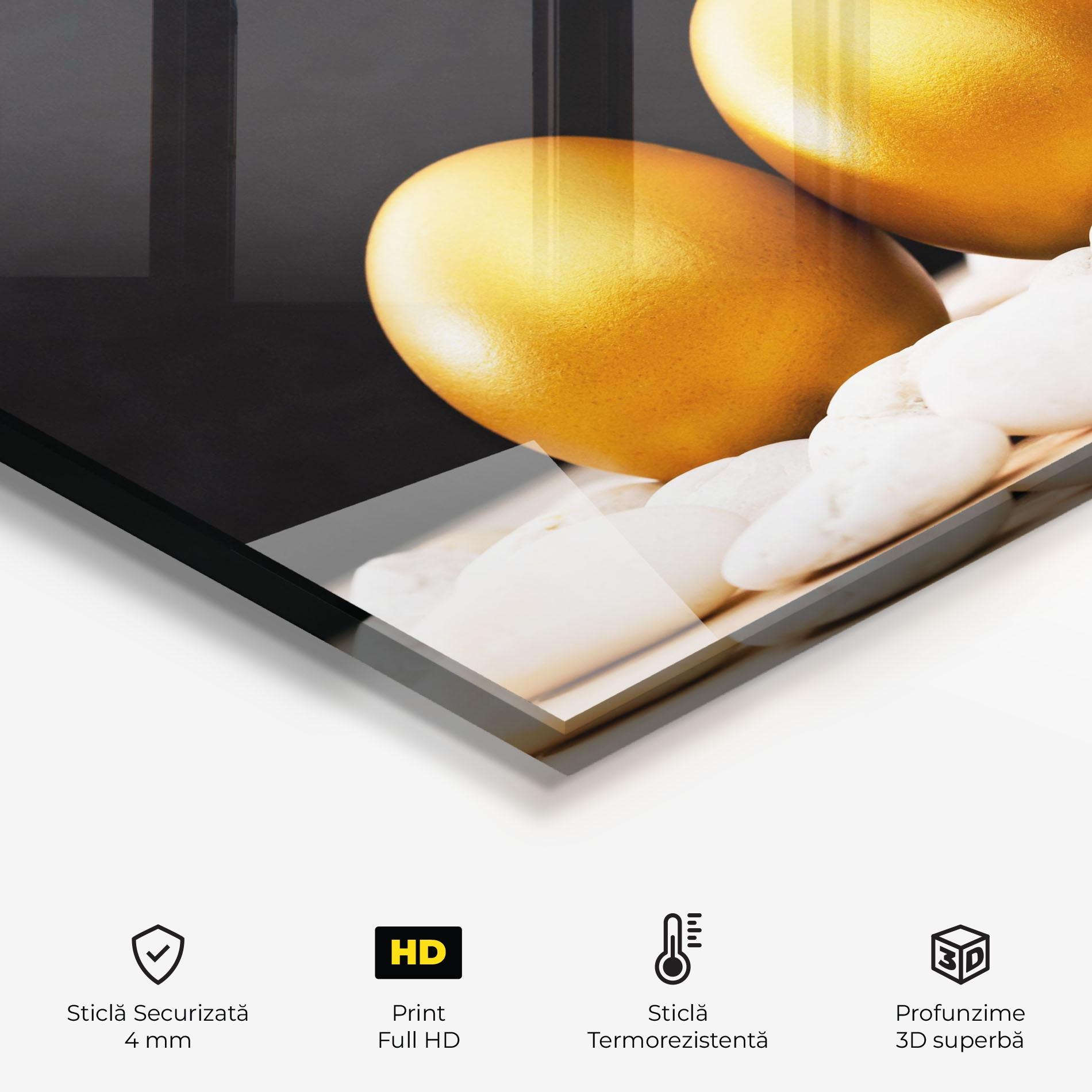 Panou Sticla Bucatarie Golden Easter Egg mockup 2