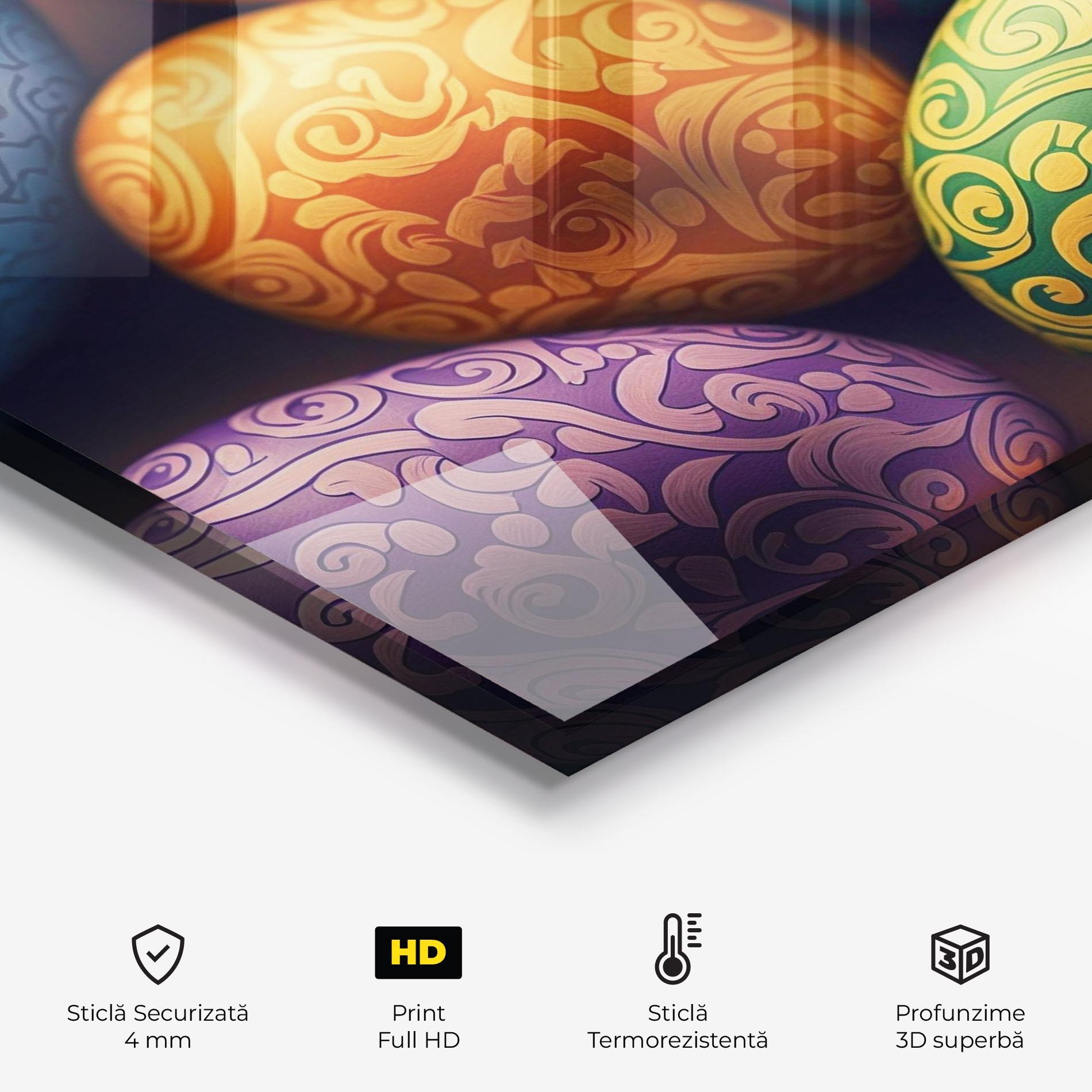 Panou Sticla Bucatarie Orange Green Easter Eggs mockup 2