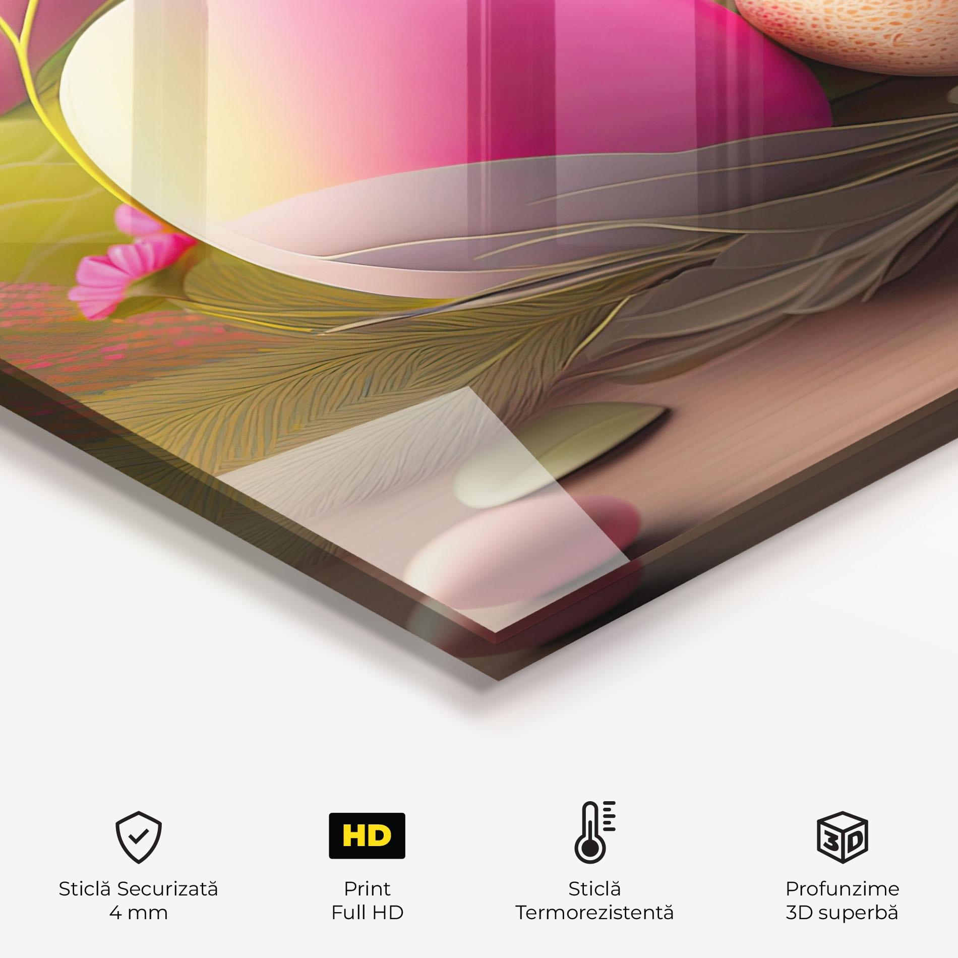 Panou Sticla Bucatarie Pink Easter Eggs mockup 2