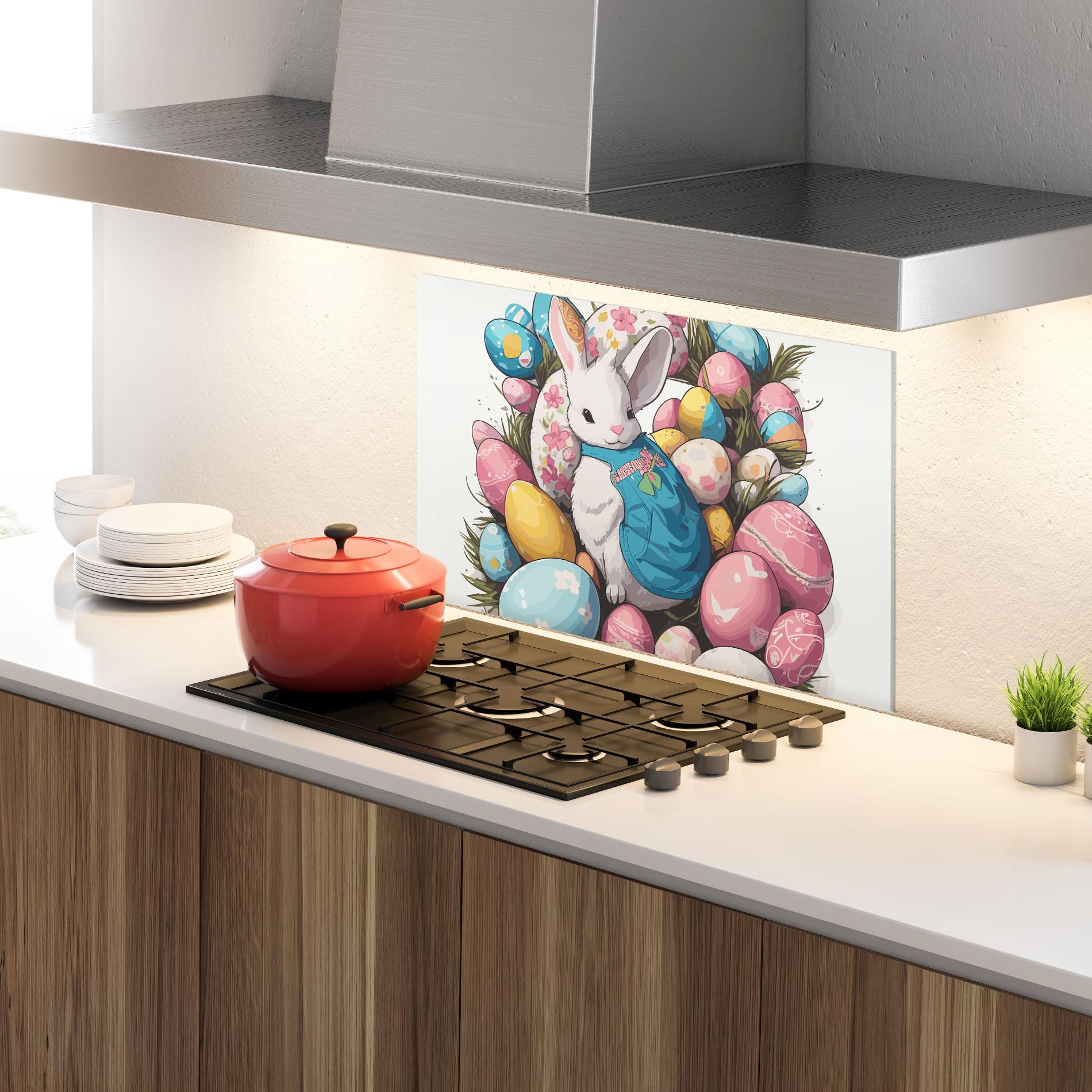 Panou Sticla Bucatarie Blue Dressed Bunny mockup 4