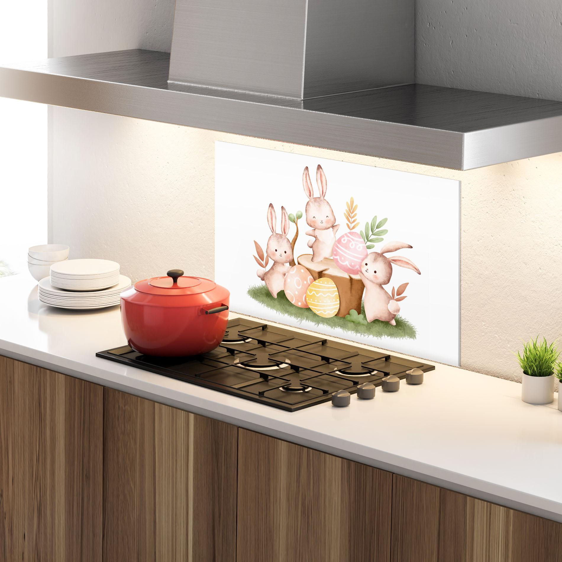 Panou Sticla Bucatarie Bunny Friends mockup 4