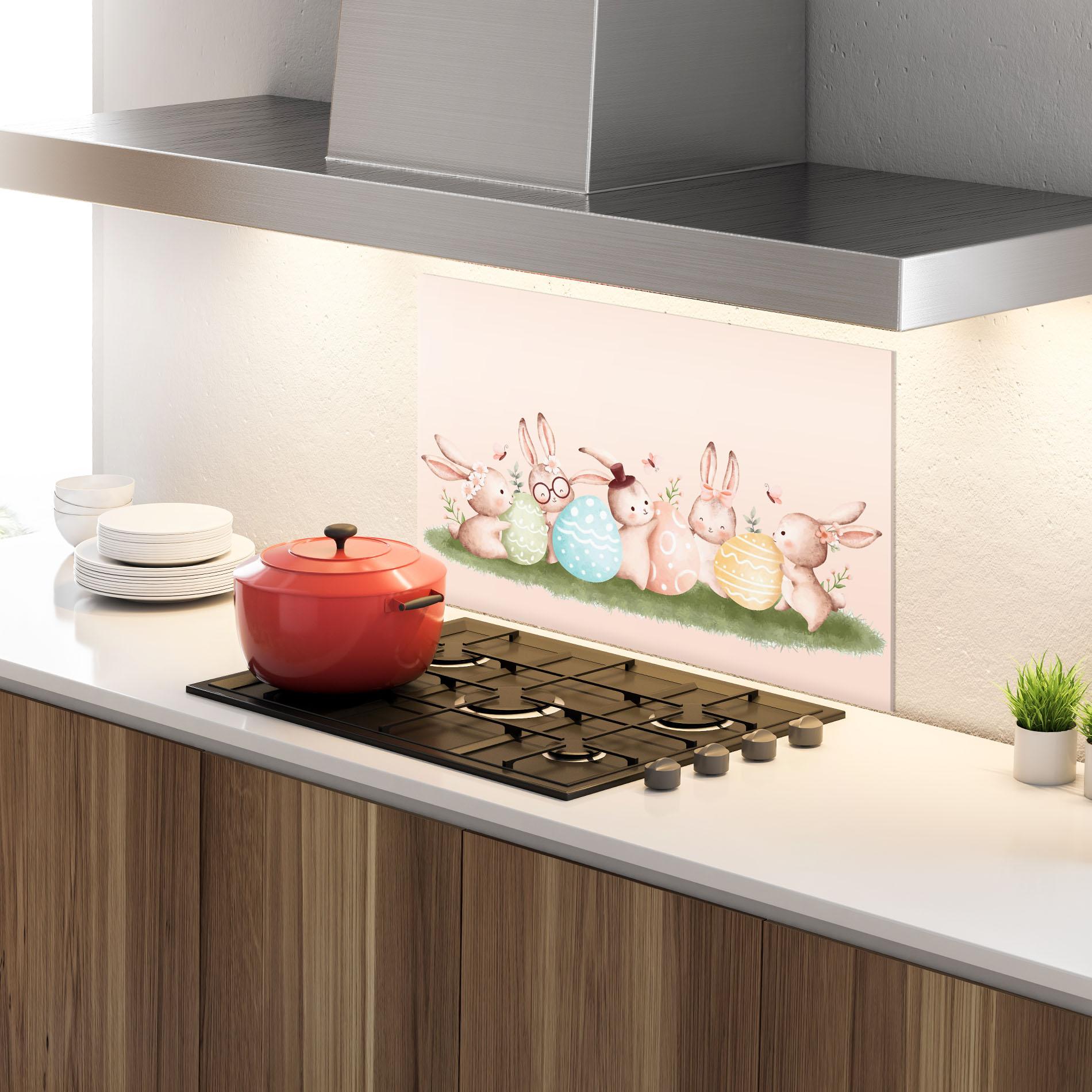 Panou Sticla Bucatarie Easter Pretty Rabbit mockup 4