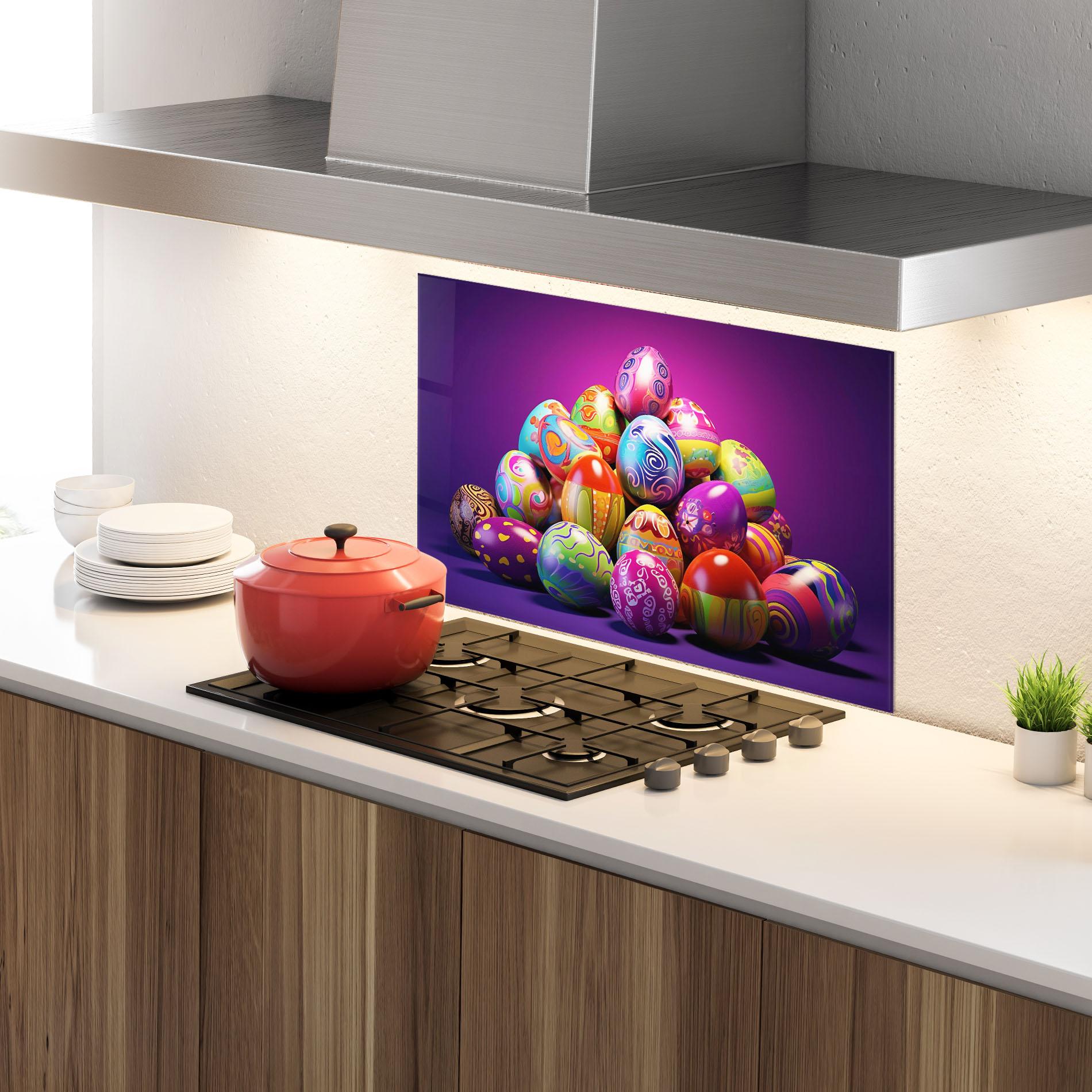 Panou Sticla Bucatarie Pile Colorful Eggs mockup 4