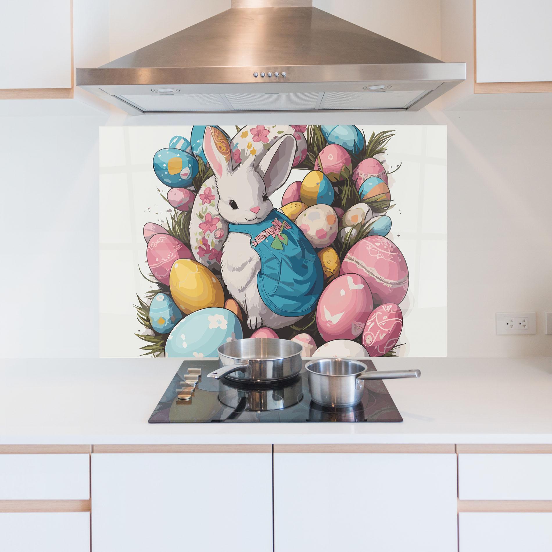 Panou Sticla Bucatarie Blue Dressed Bunny mockup 5