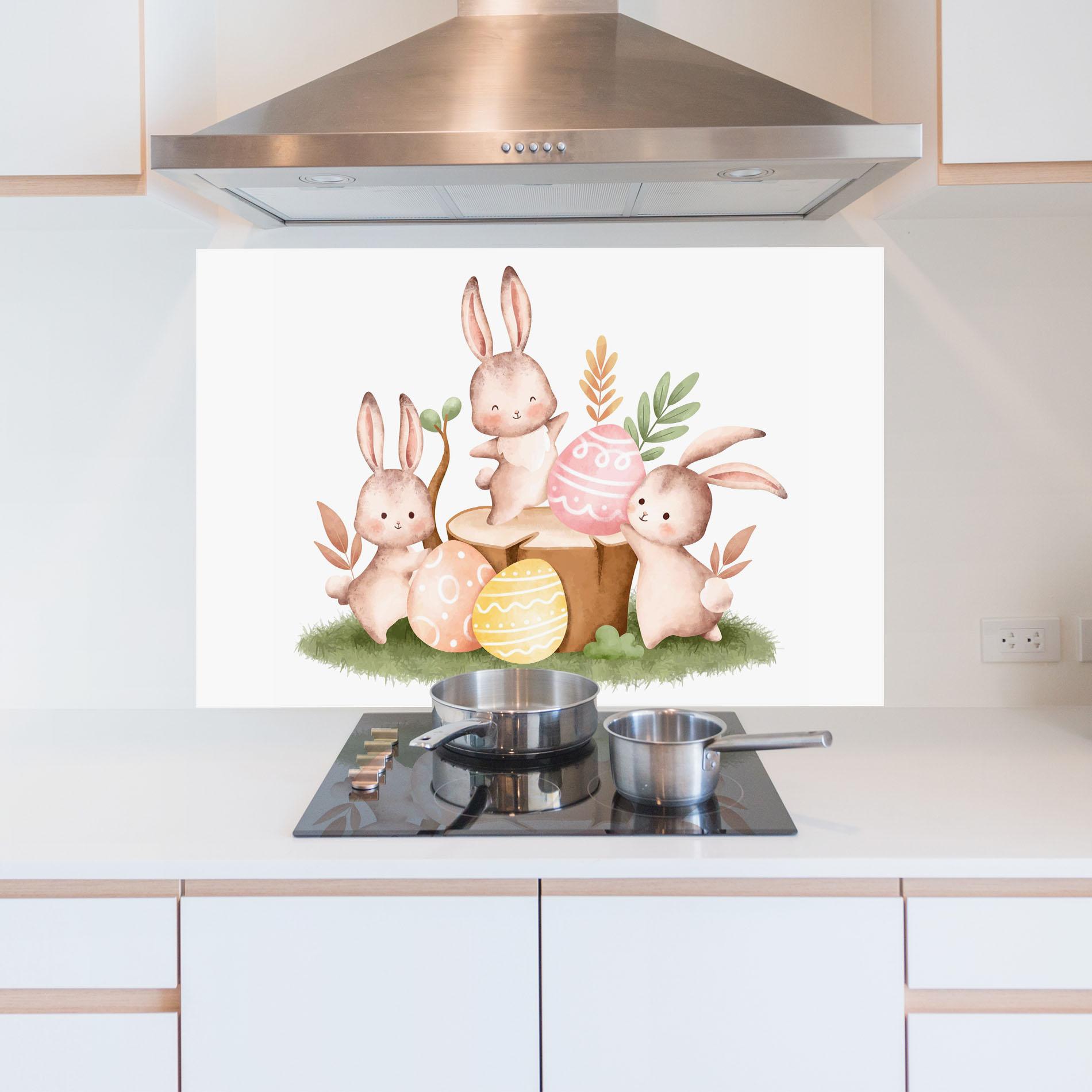 Panou Sticla Bucatarie Bunny Friends mockup 5
