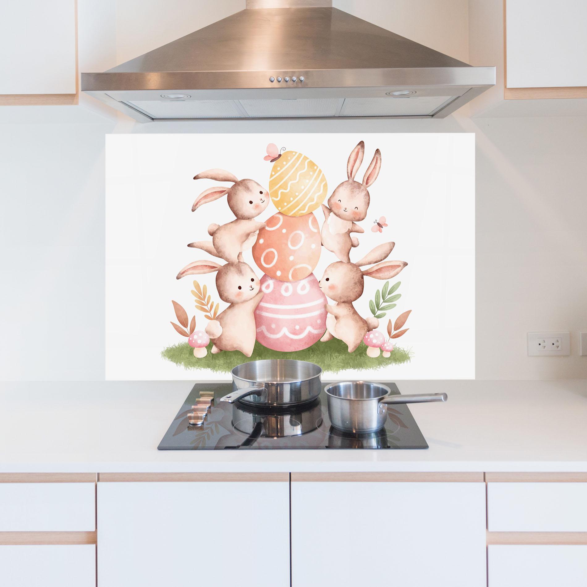 Panou Sticla Bucatarie Bunny Playing mockup 5