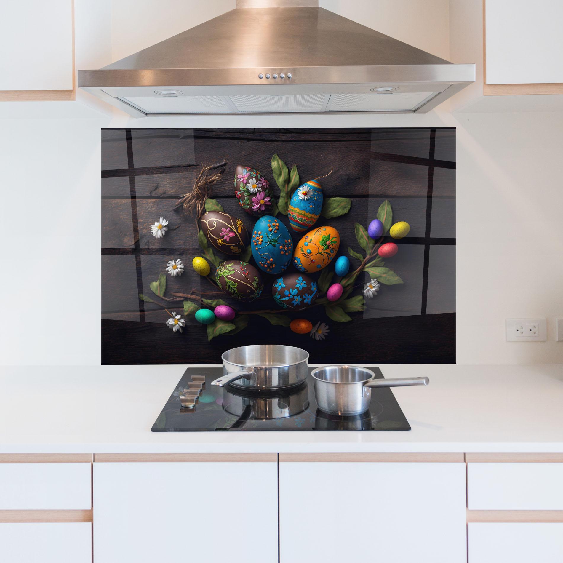 Panou Sticla Bucatarie Colorful Easter Decarations mockup 5