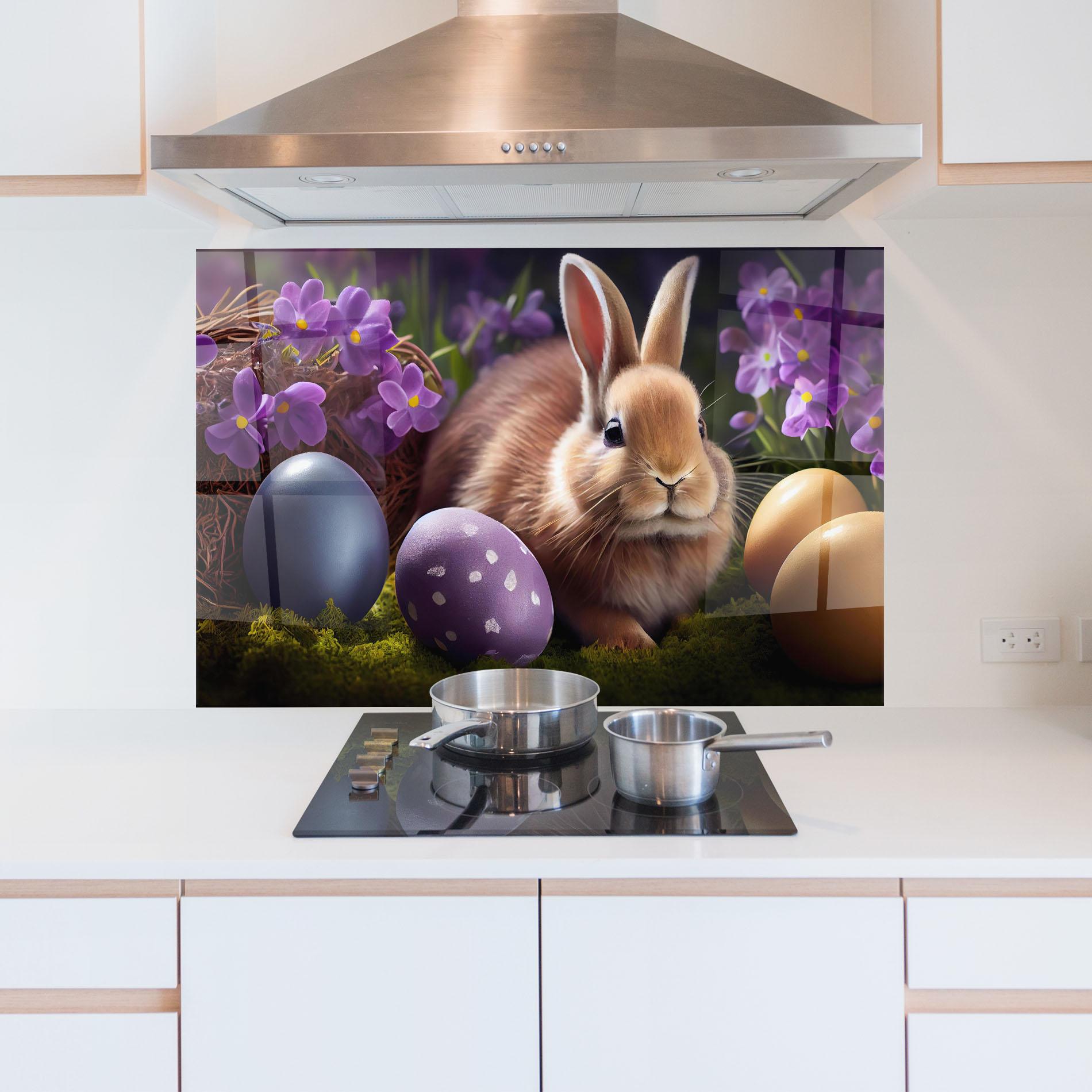 Panou Sticla Bucatarie Cute Easter Rabbit mockup 5