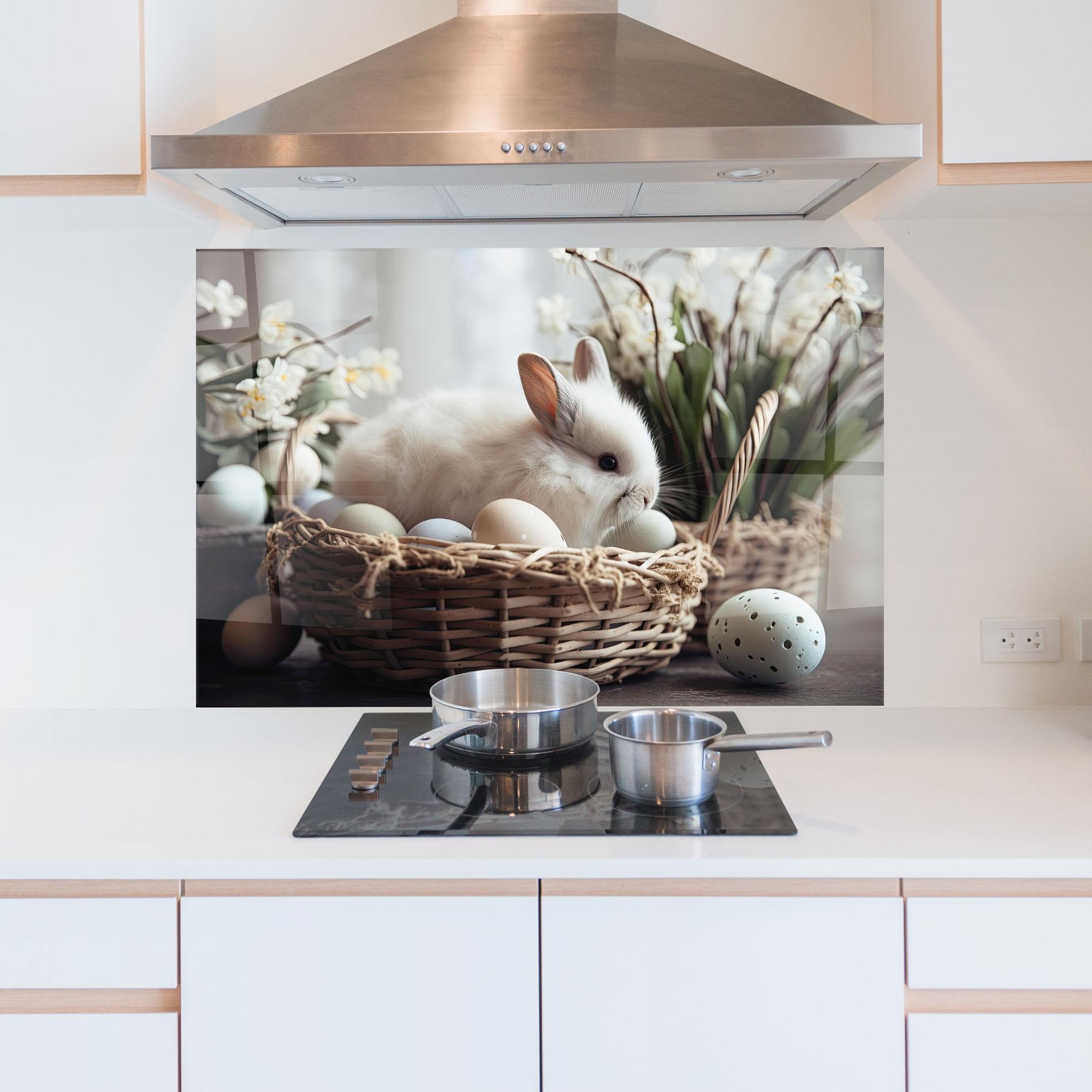 Panou Sticla Bucatarie Cute White Easter Eggs mockup 5