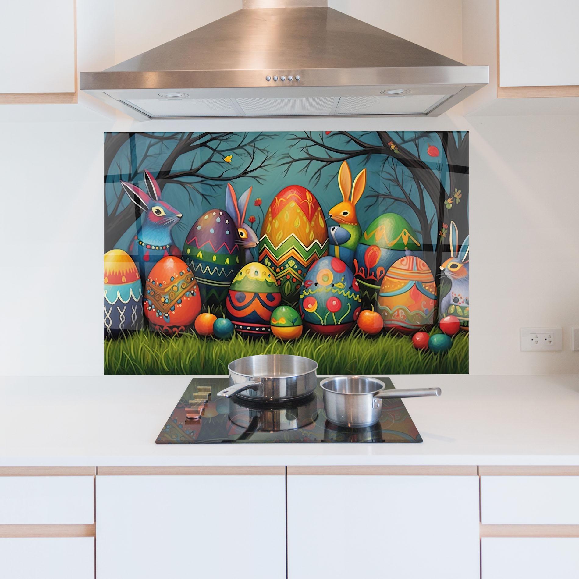 Panou Sticla Bucatarie Easter Eggs mockup 5