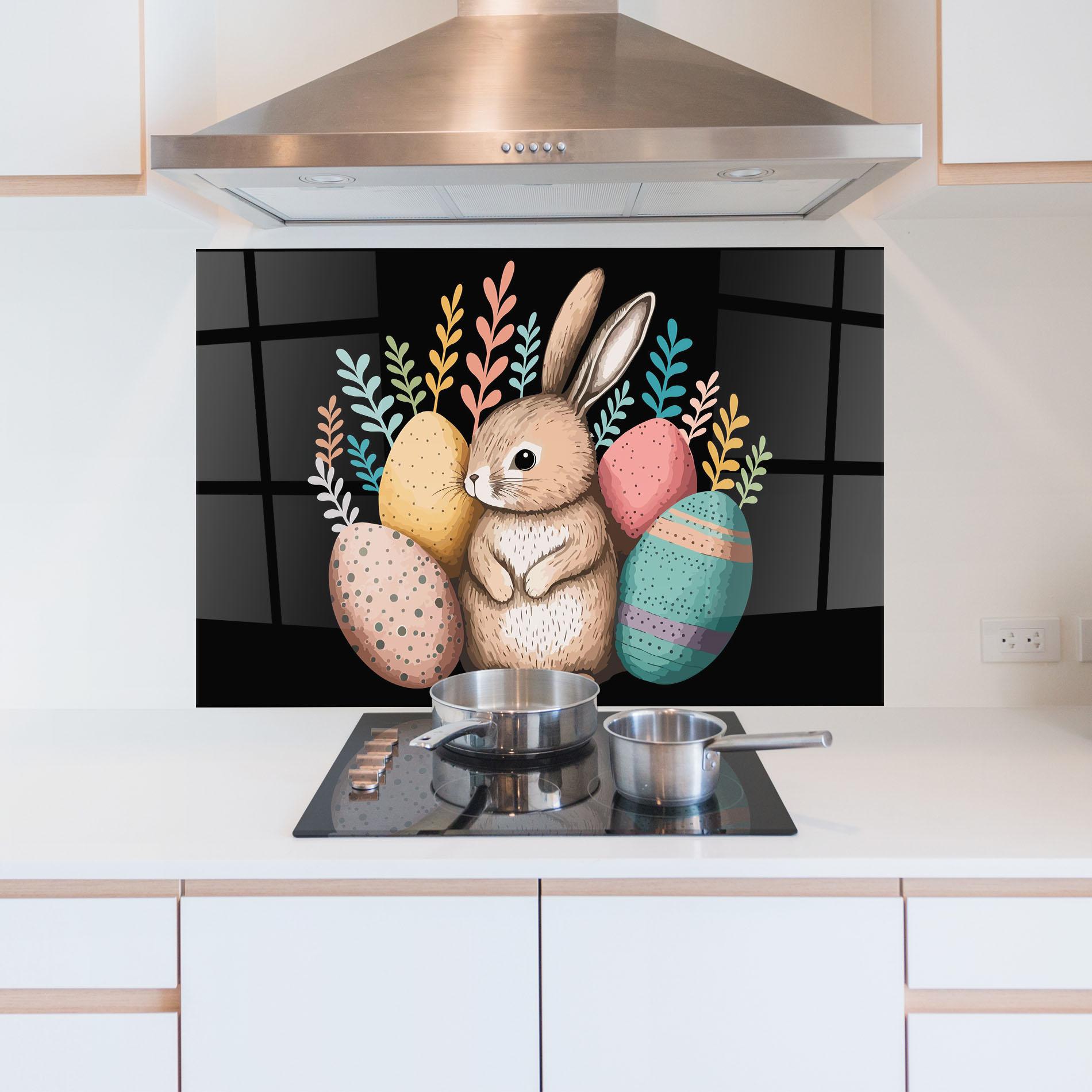 Panou Sticla Bucatarie Easter Pretty Bunny mockup 5