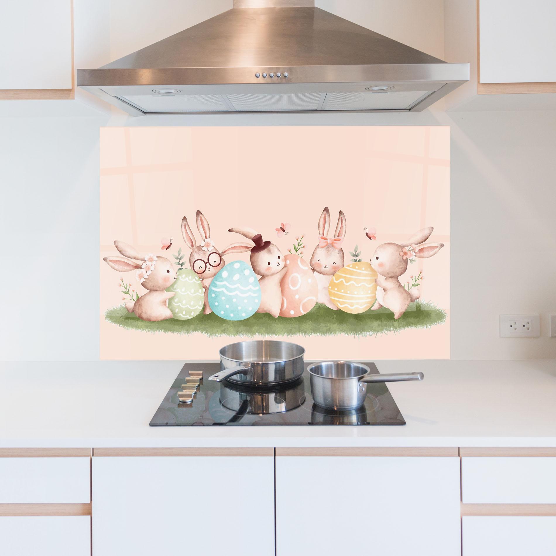 Panou Sticla Bucatarie Easter Pretty Rabbit mockup 5