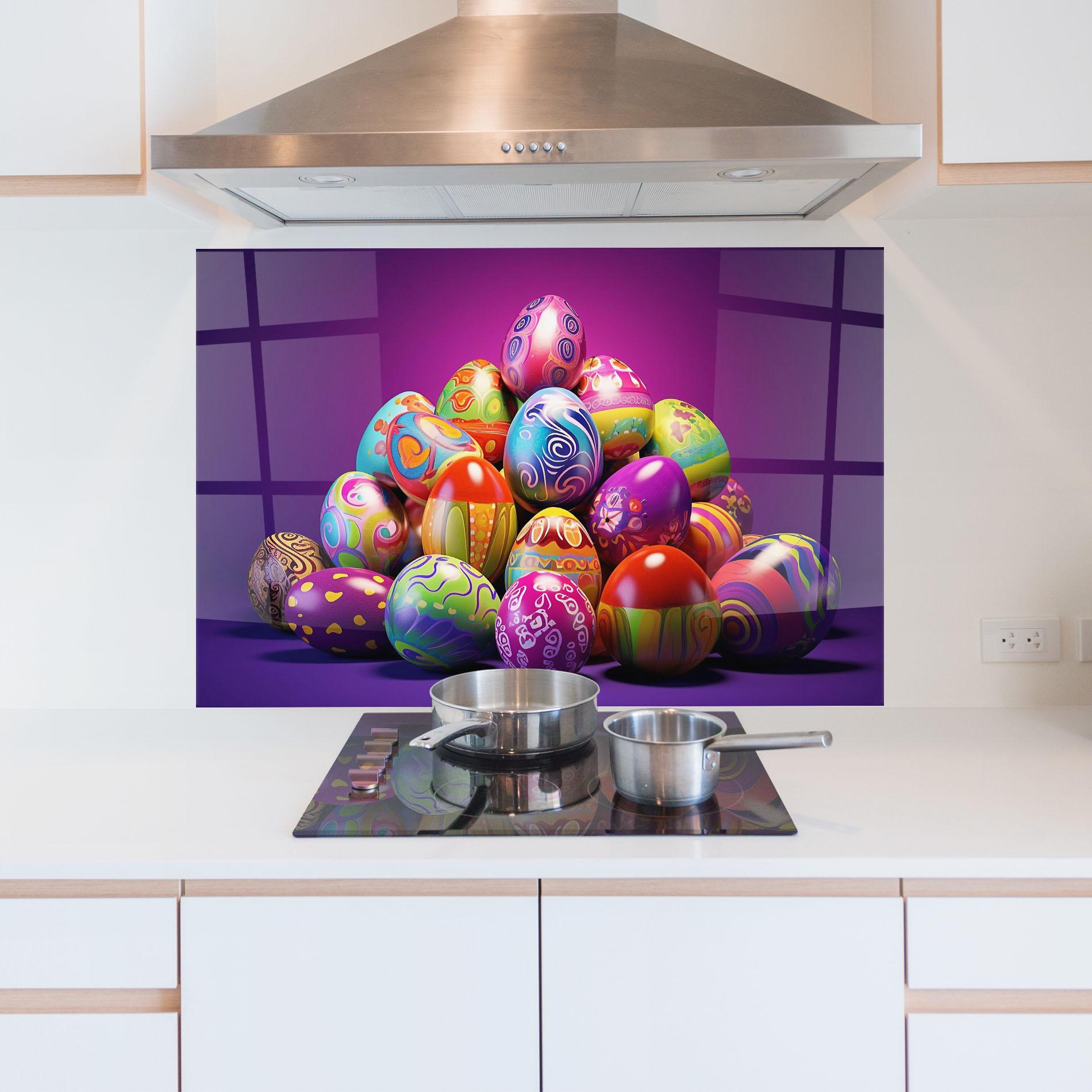 Panou Sticla Bucatarie Pile Colorful Eggs mockup 5