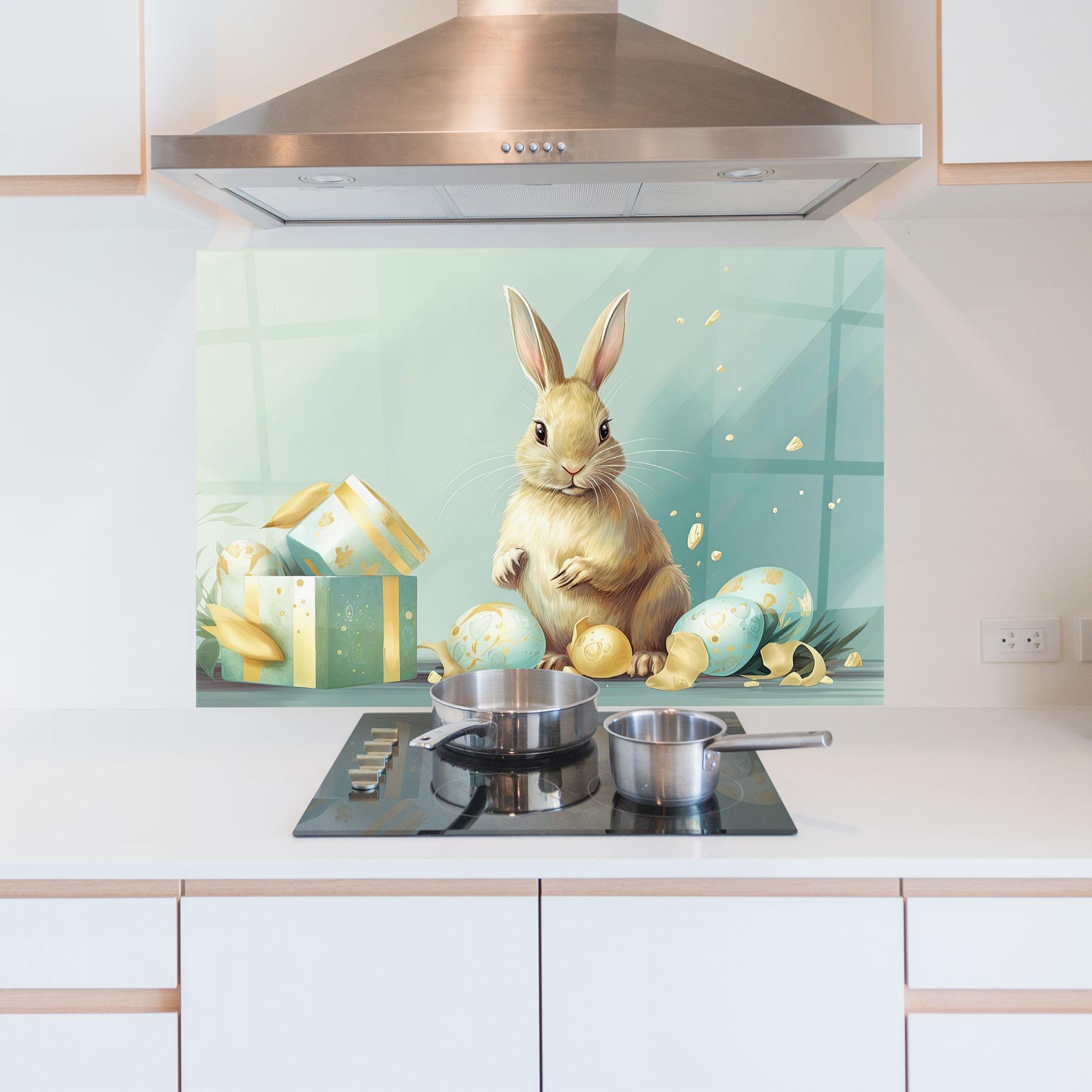 Panou Sticla Bucatarie Pretty Cute Easter Bunny mockup 5