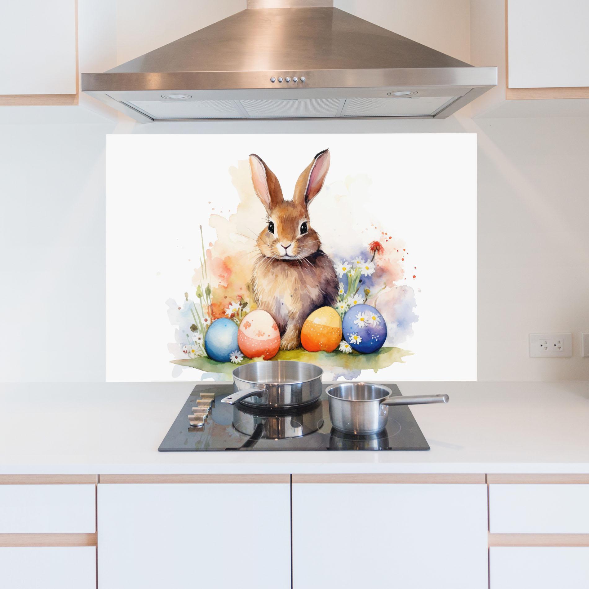 Panou Sticla Bucatarie Rabbit Easter Art mockup 5