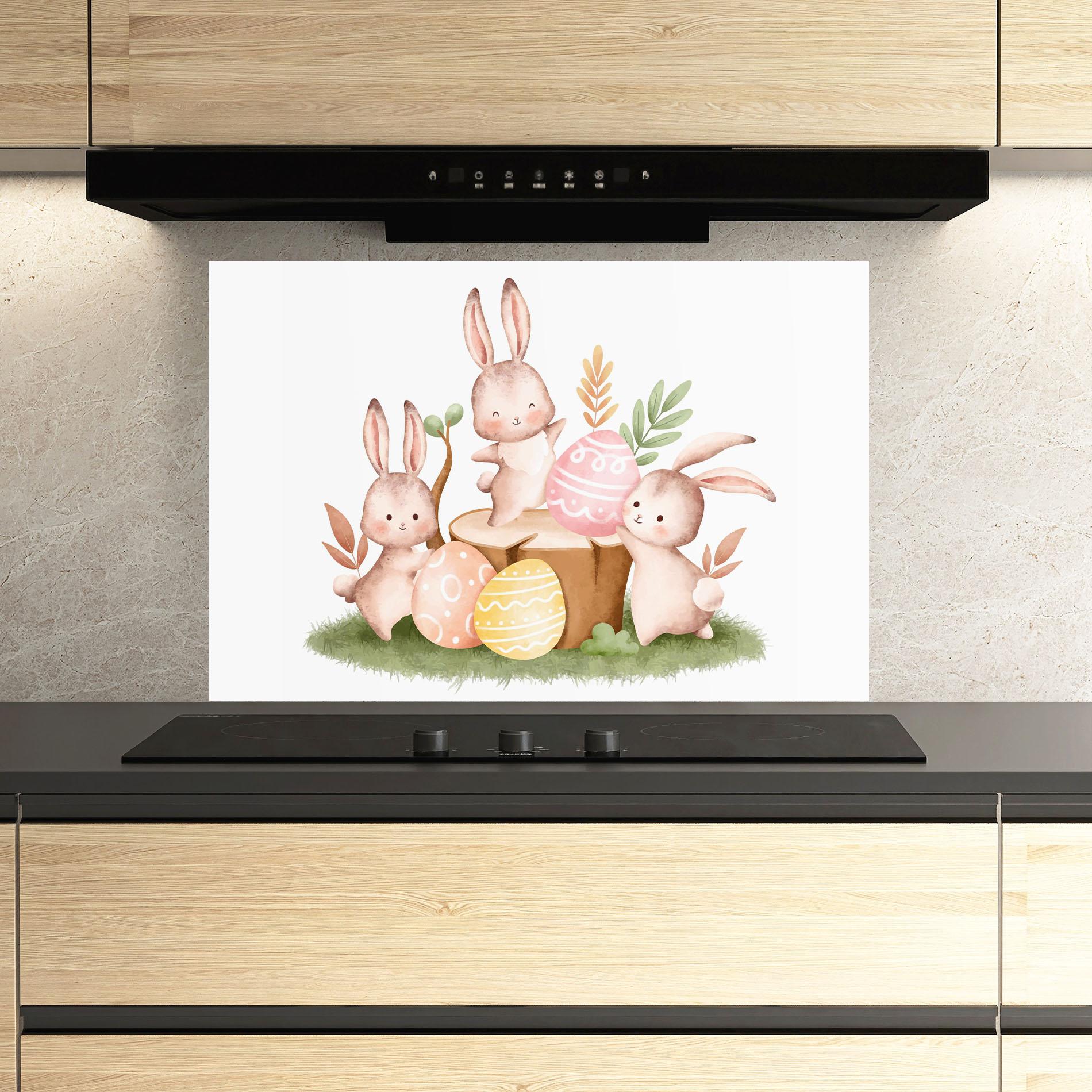 Panou Sticla Bucatarie Bunny Friends mockup 3