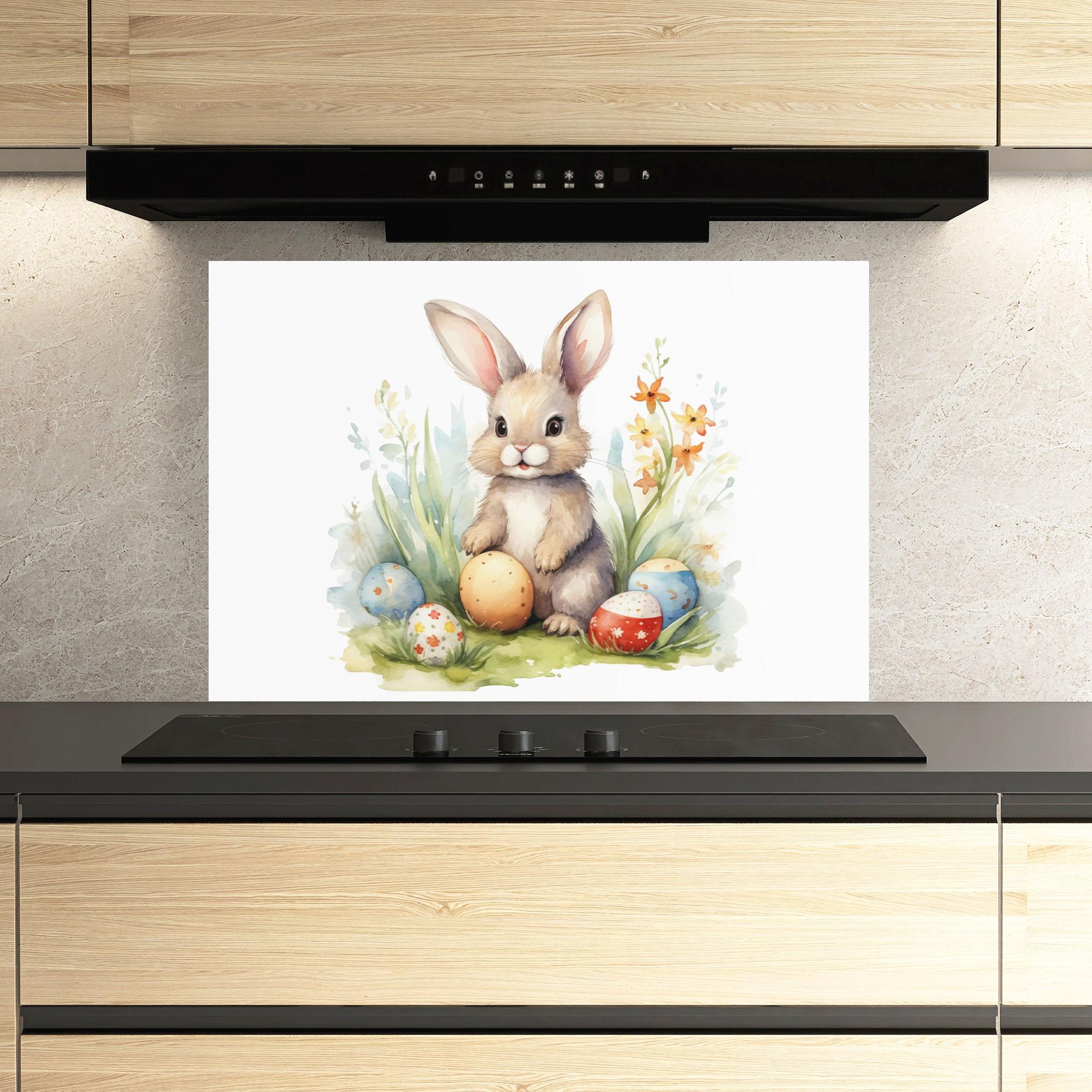 Panou Sticla Bucatarie Cute Happy Bunny mockup 3