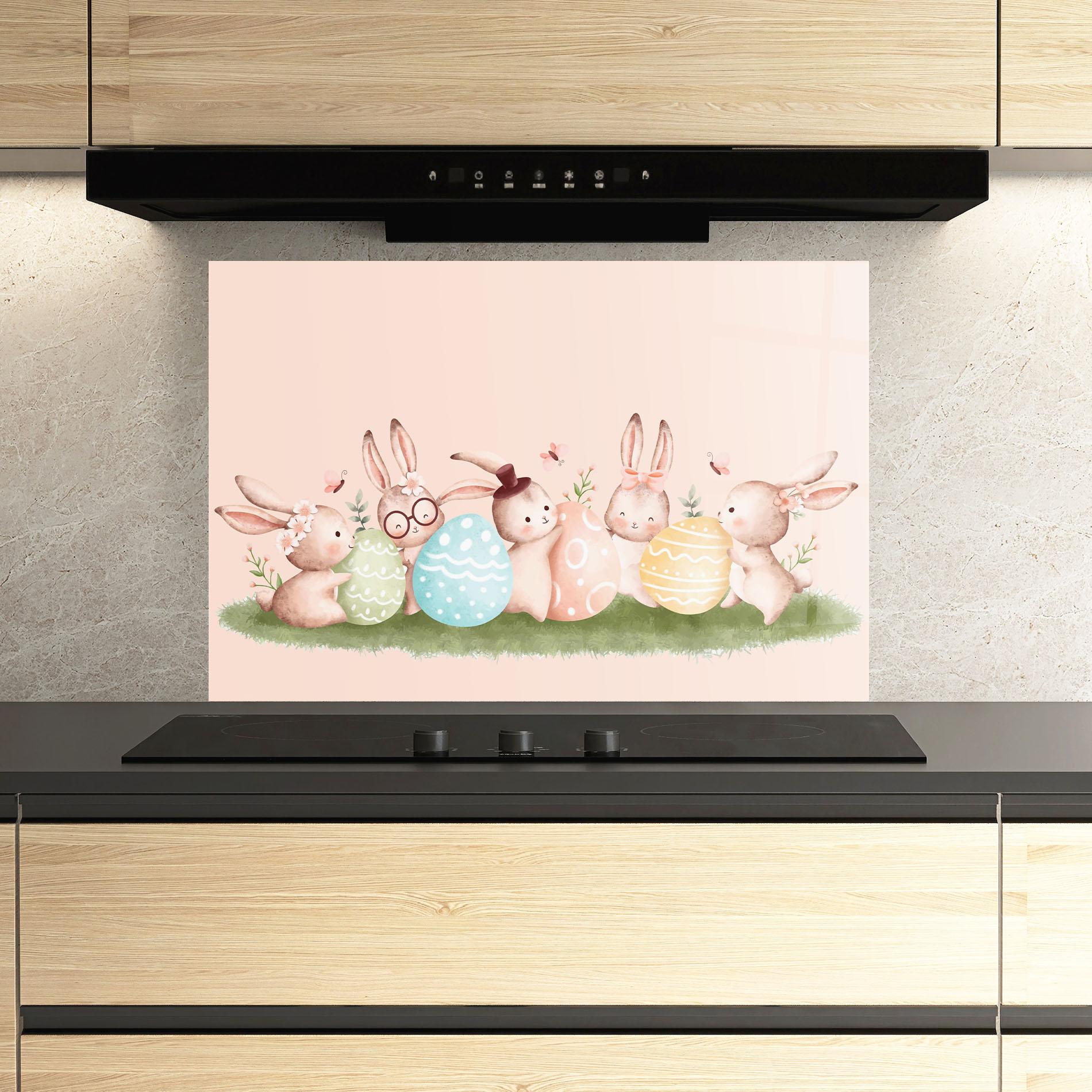 Panou Sticla Bucatarie Easter Pretty Rabbit mockup 3