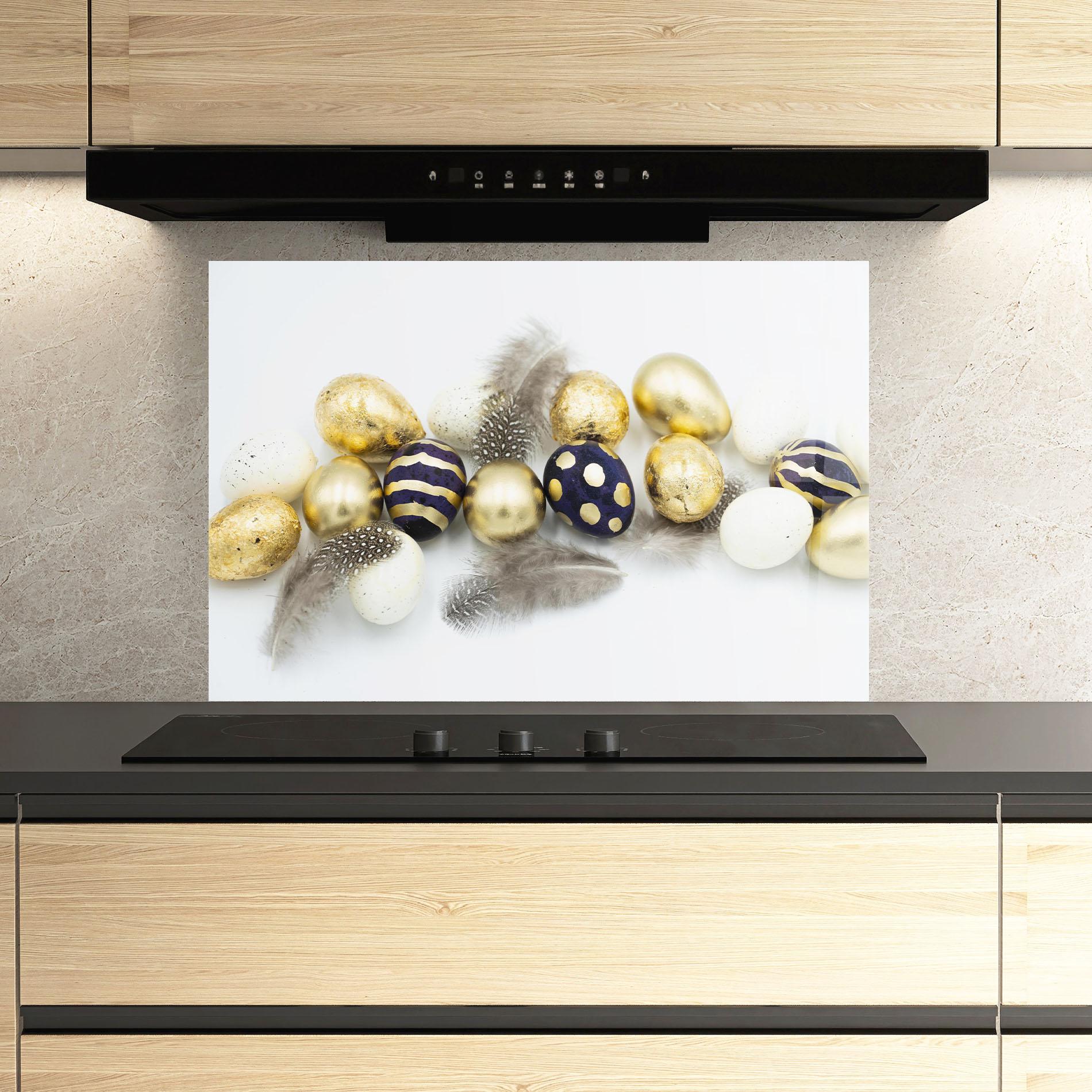 Panou Sticla Bucatarie Golden Black Eggs mockup 3
