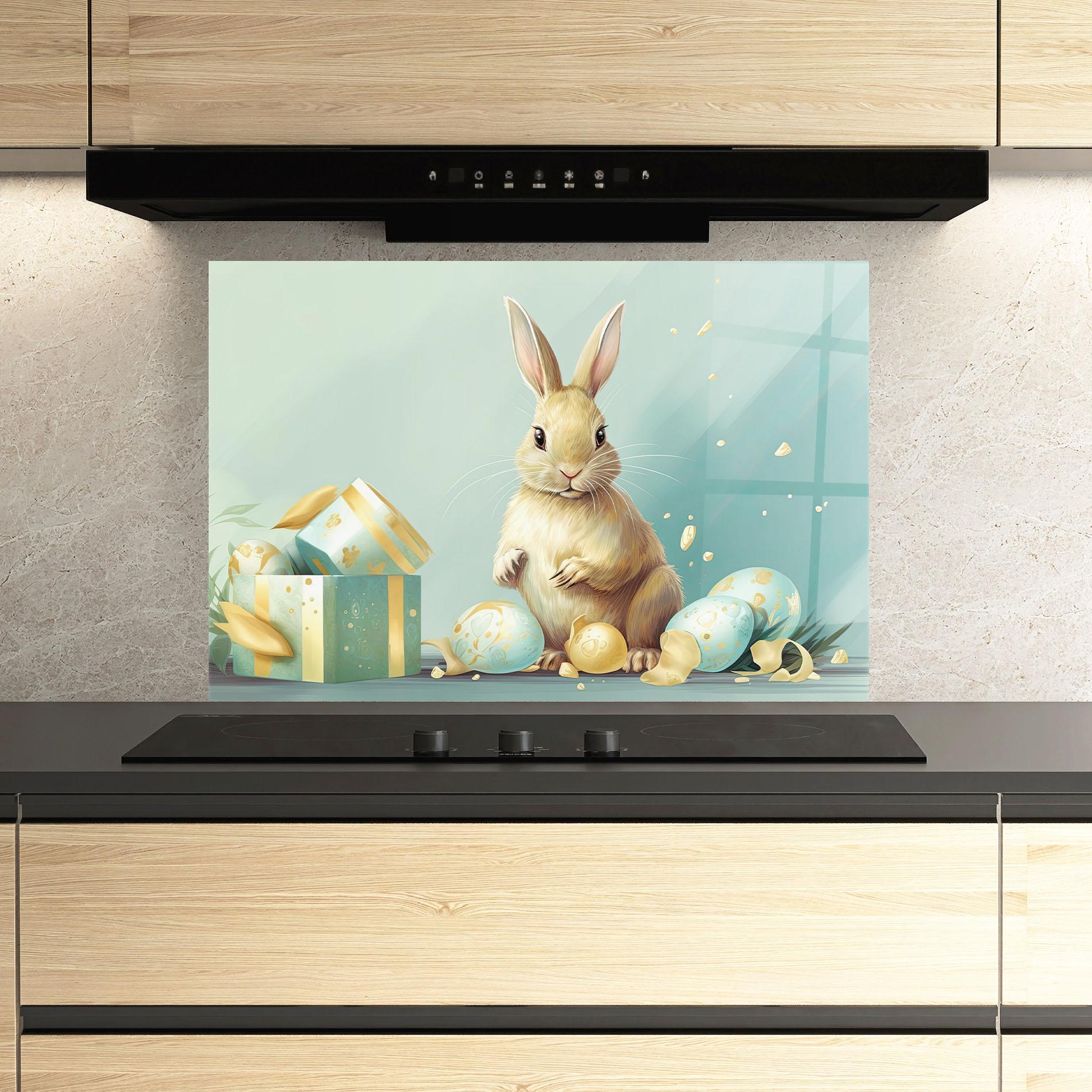 Panou Sticla Bucatarie Pretty Cute Easter Bunny mockup 3