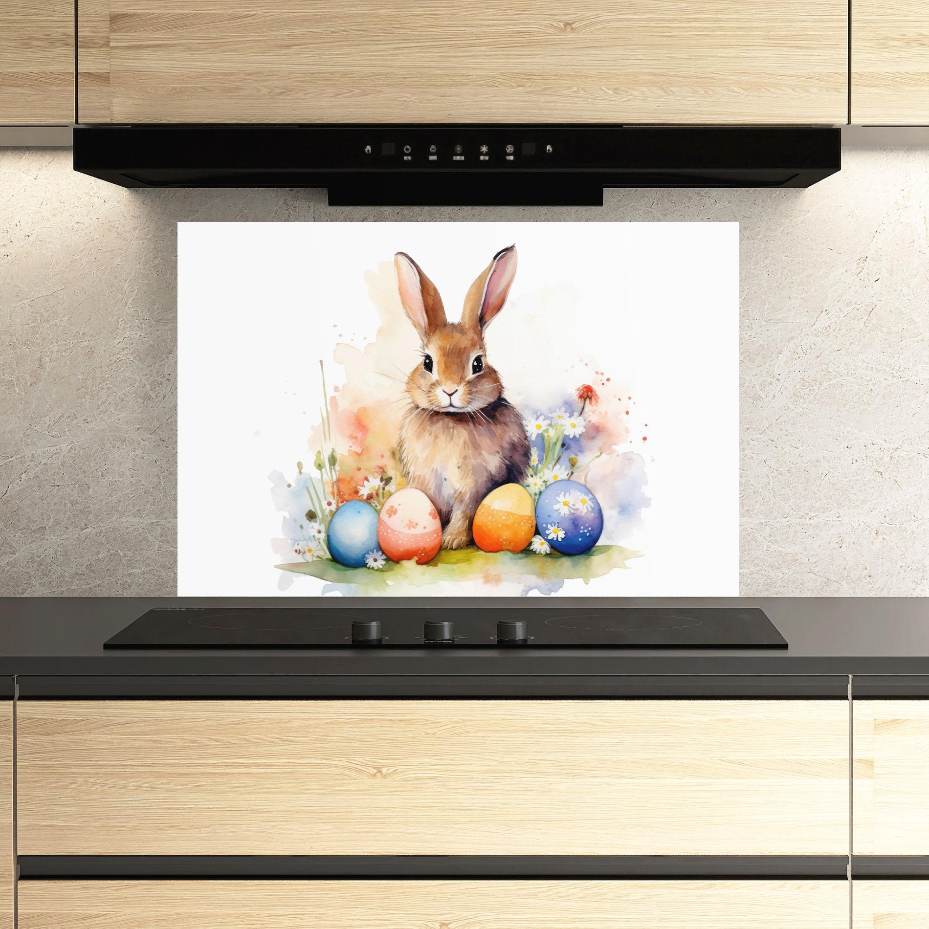 Panou Sticla Bucatarie Rabbit Easter Art mockup 3