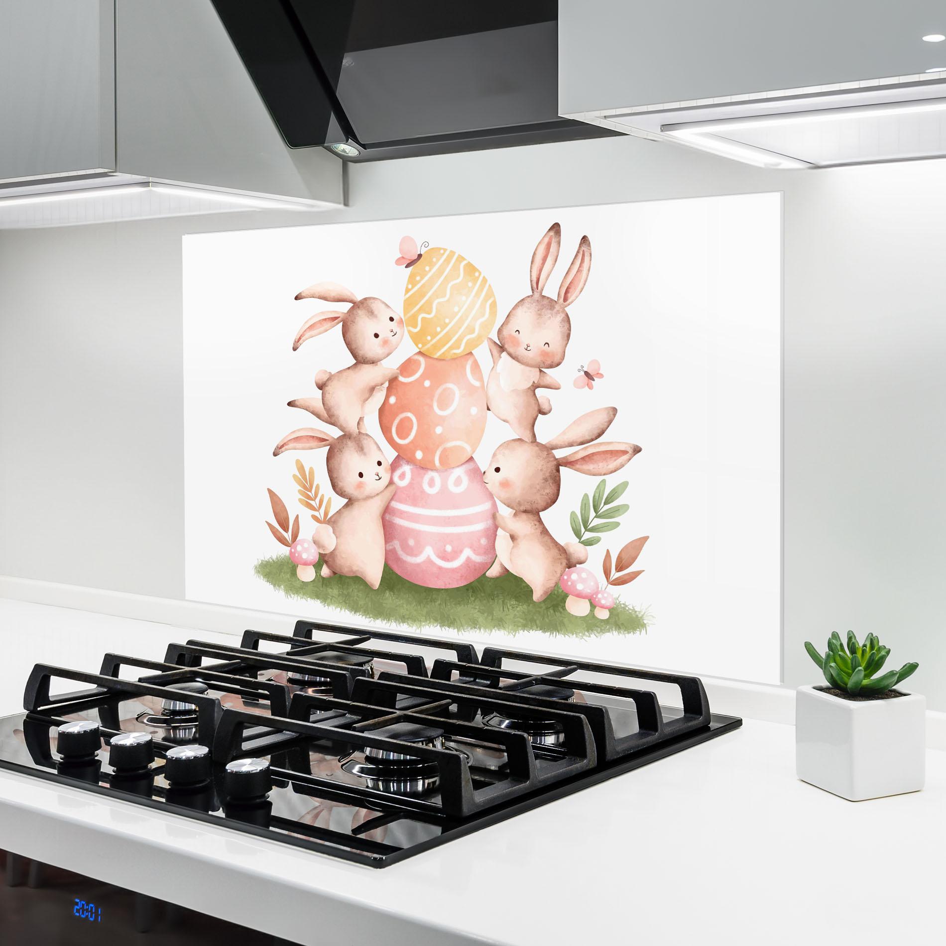 Panou Sticla Bucatarie Bunny Playing mockup 6