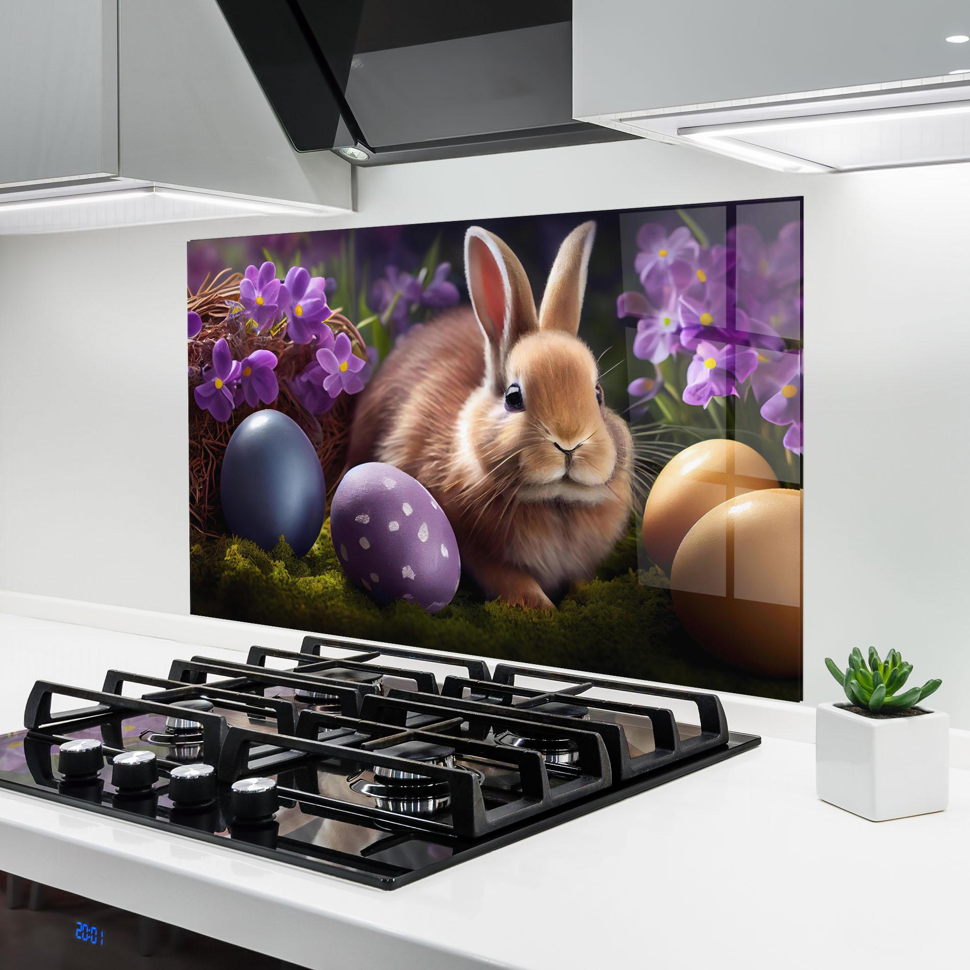 Panou Sticla Bucatarie Cute Easter Rabbit mockup 6