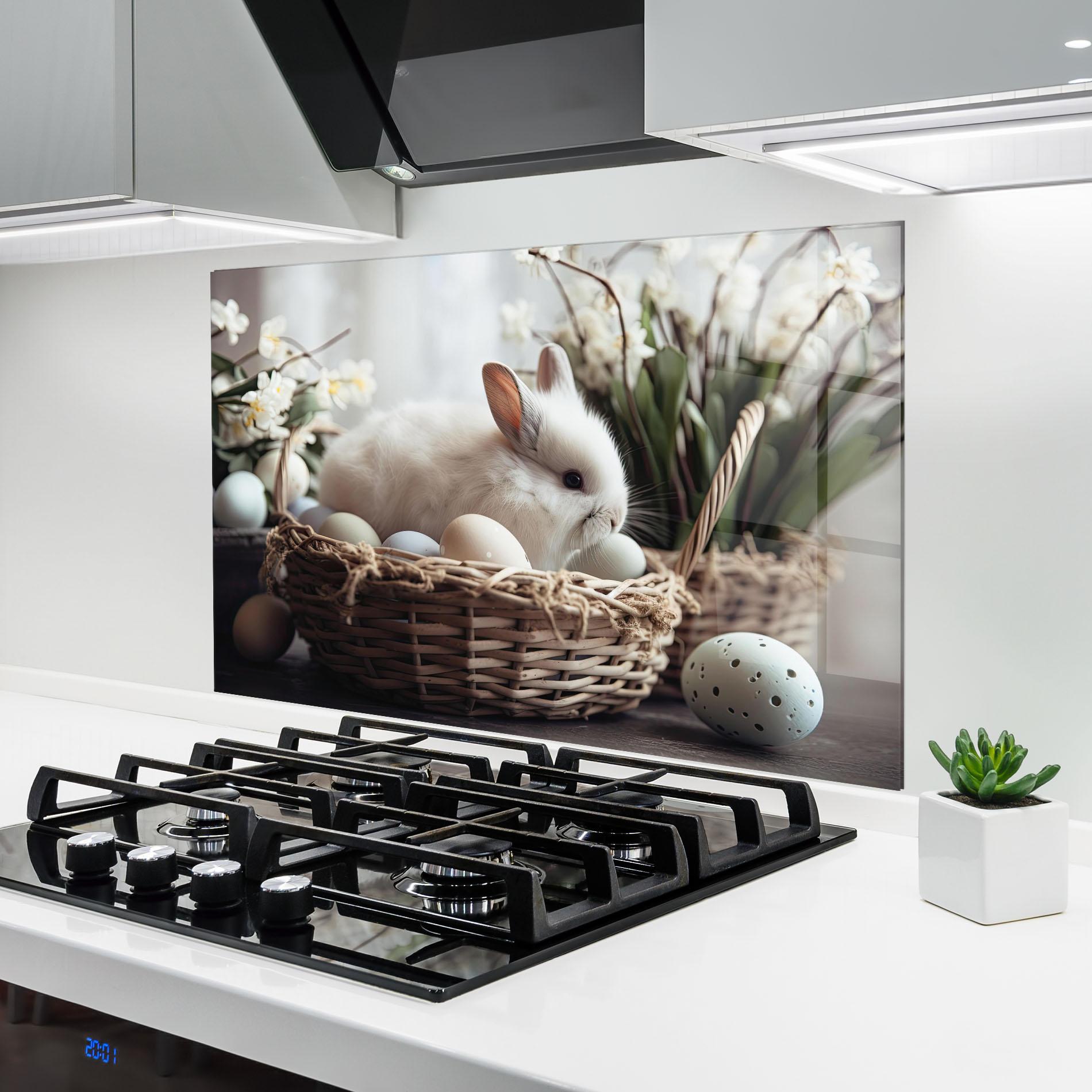 Panou Sticla Bucatarie Cute White Easter Eggs mockup 6
