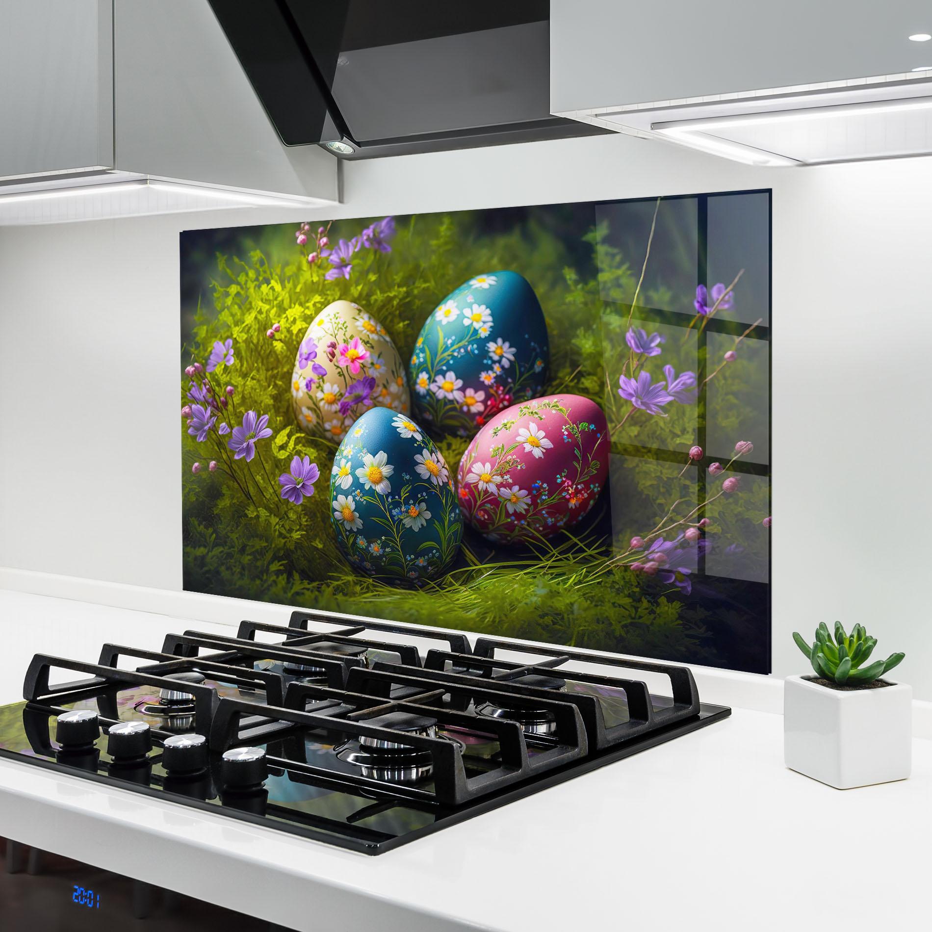 Panou Sticla Bucatarie Floral Ornament Eggs mockup 6