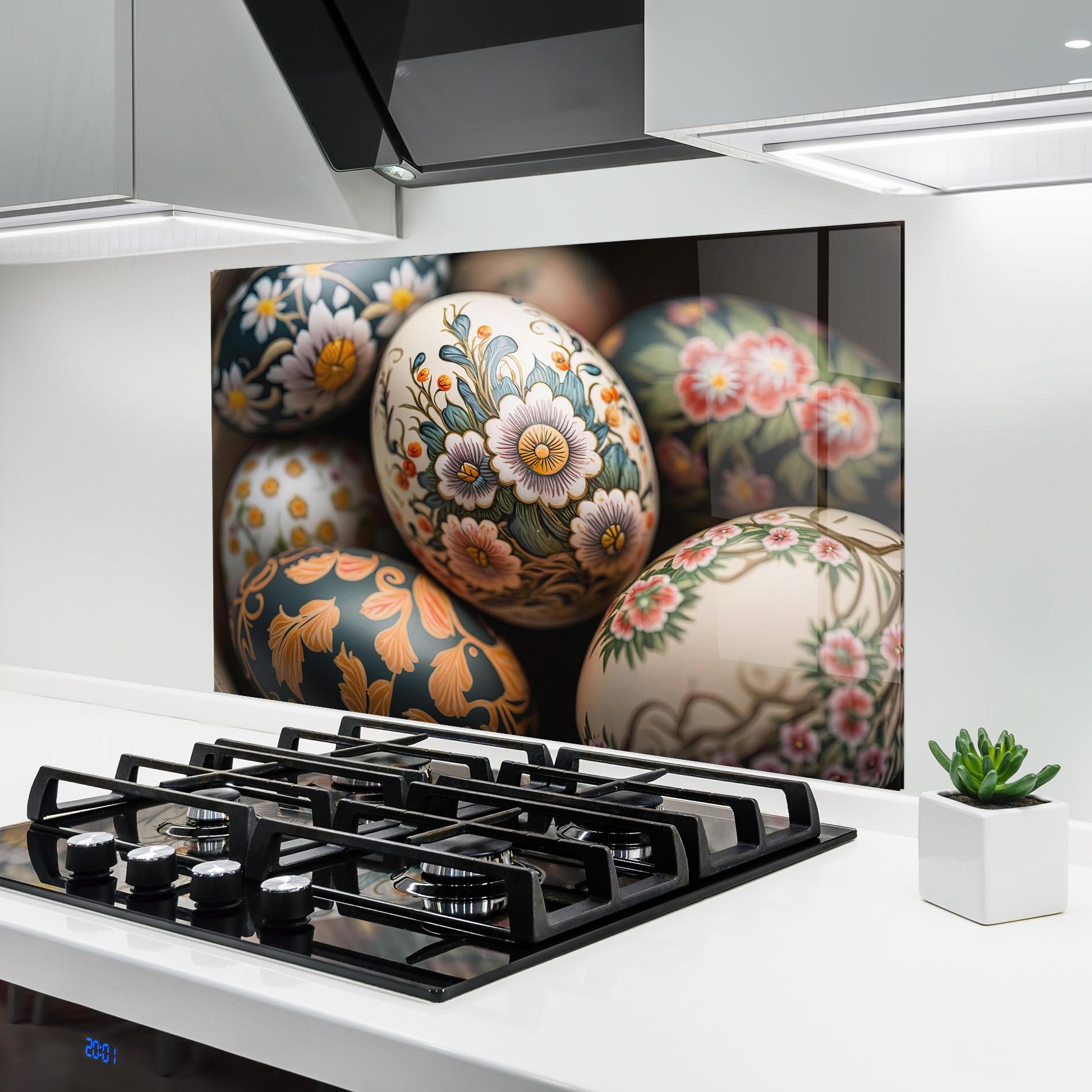 Panou Sticla Bucatarie Floral Painted Eggs mockup 6