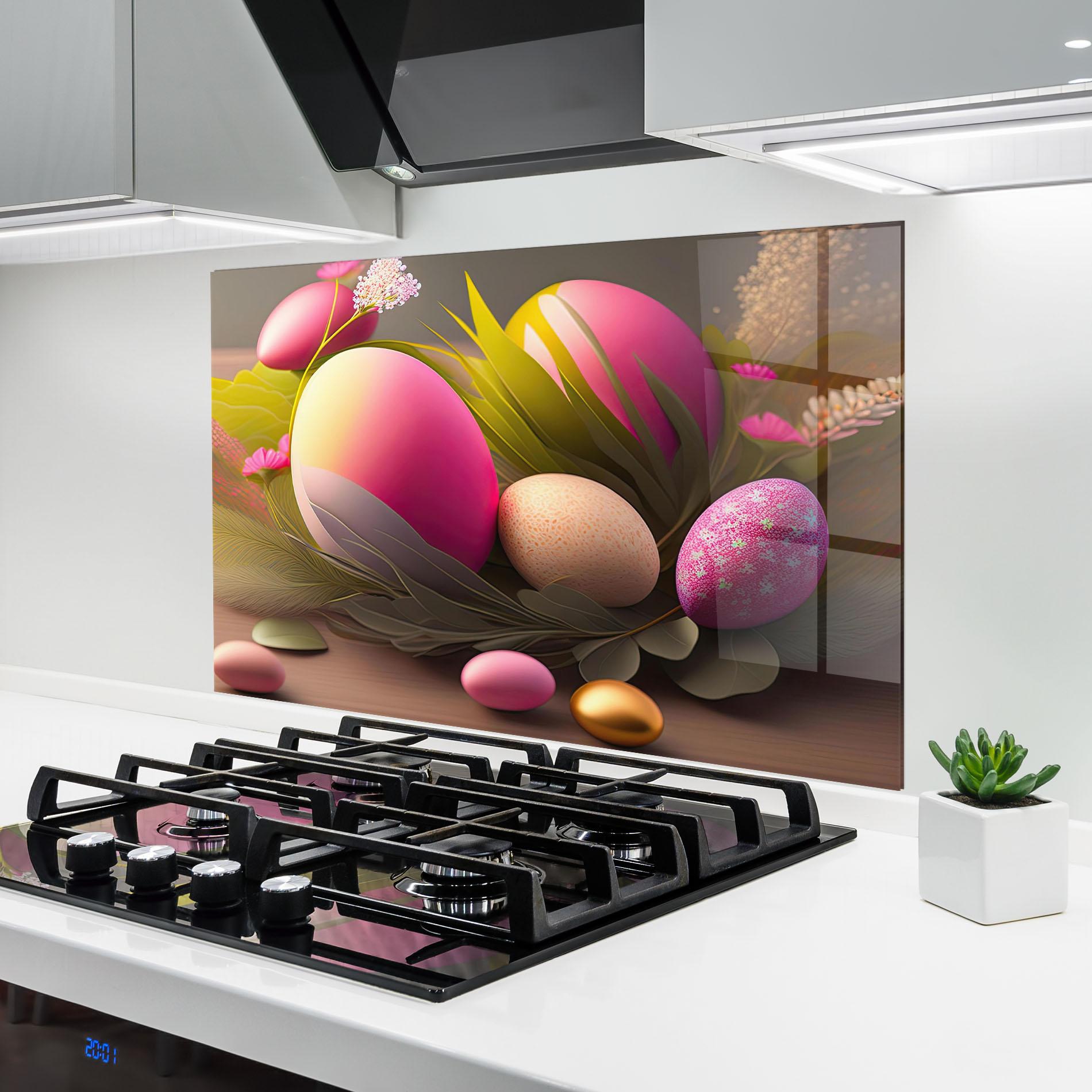 Panou Sticla Bucatarie Pink Easter Eggs mockup 6
