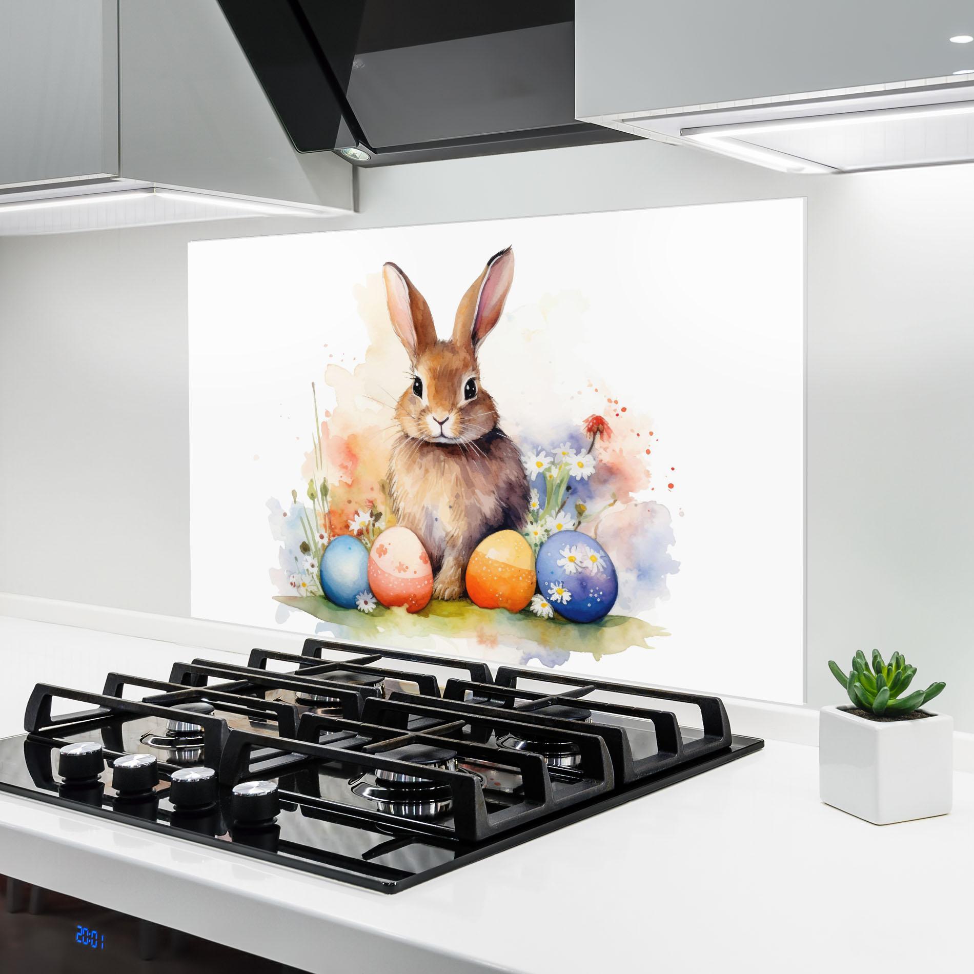 Panou Sticla Bucatarie Rabbit Easter Art mockup 6