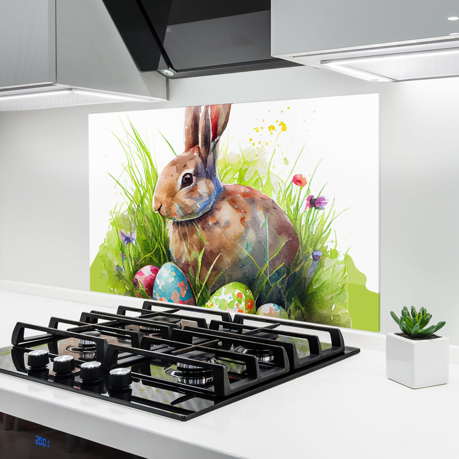 Panou Sticla Bucatarie Rabbit With Eggs mockup 6