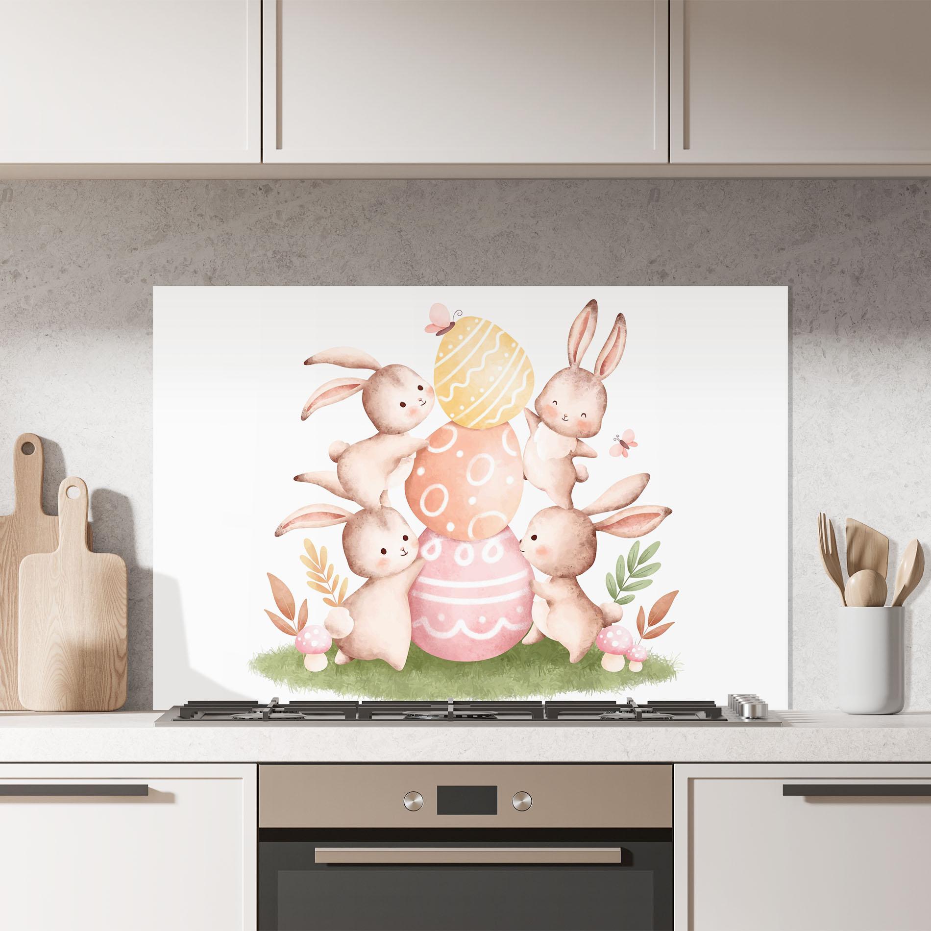 Panou Sticla Bucatarie Bunny Playing mockup 7