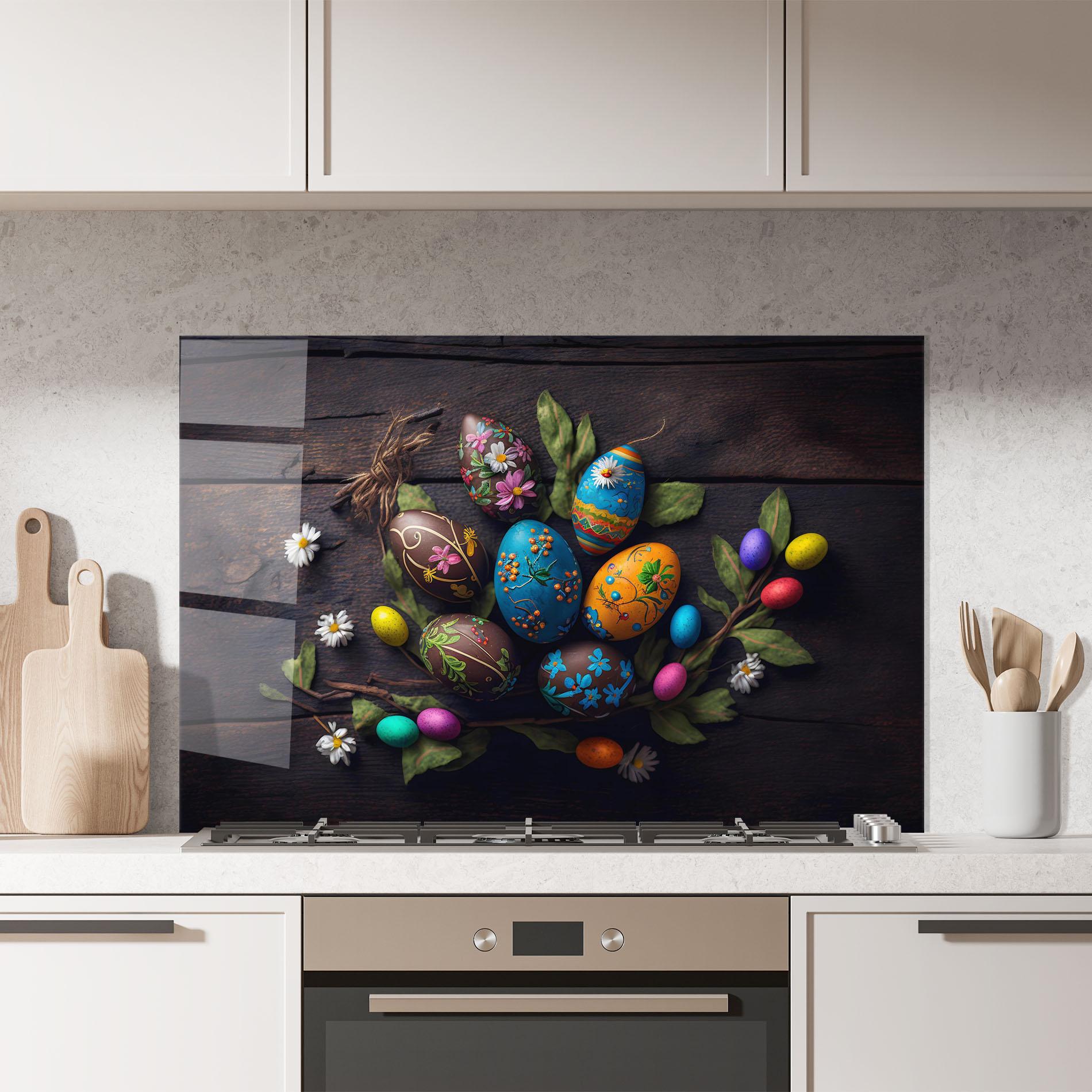 Panou Sticla Bucatarie Colorful Easter Decarations mockup 7