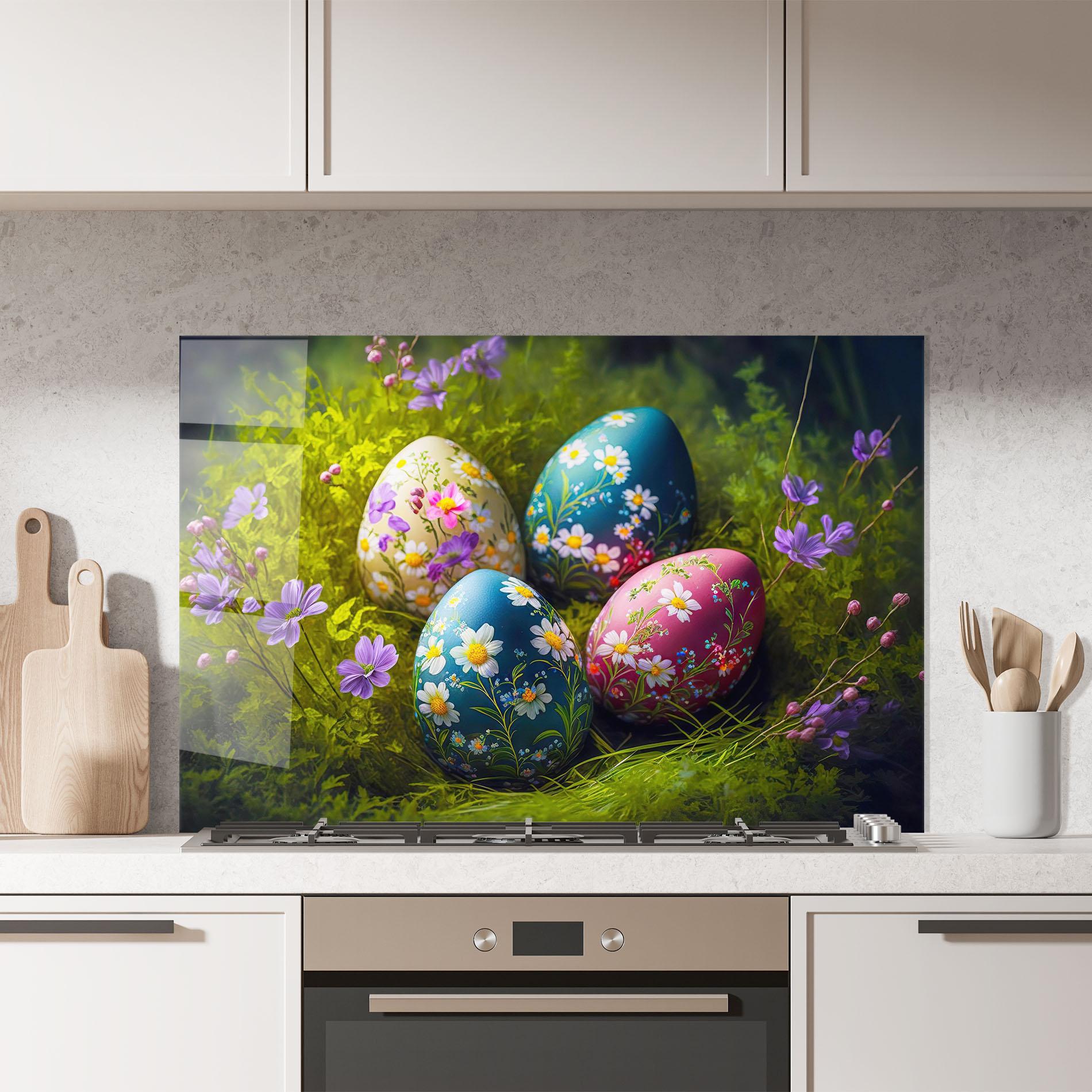 Panou Sticla Bucatarie Floral Ornament Eggs mockup 7