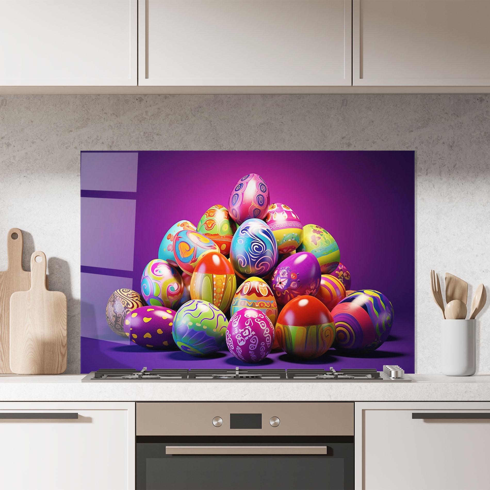 Panou Sticla Bucatarie Pile Colorful Eggs mockup 7