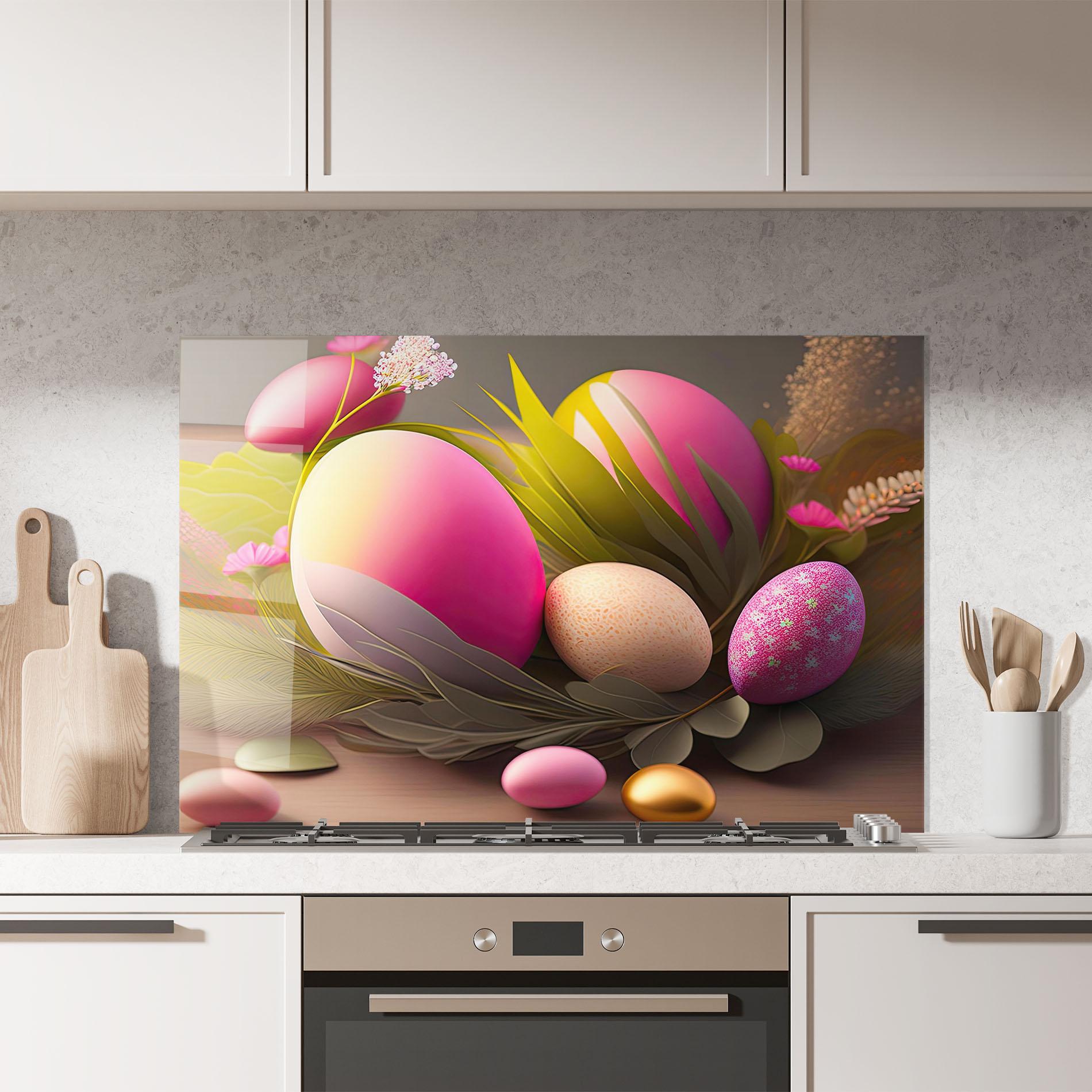 Panou Sticla Bucatarie Pink Easter Eggs mockup 7