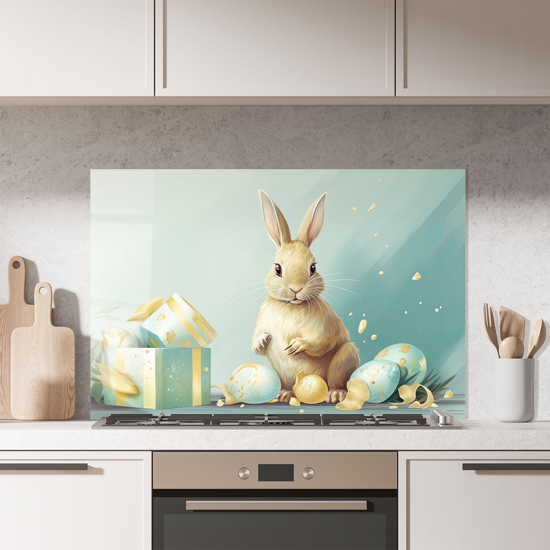 Panou Sticla Bucatarie Pretty Cute Easter Bunny mockup 7
