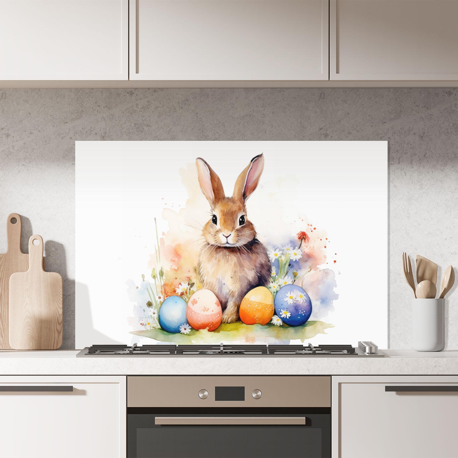Panou Sticla Bucatarie Rabbit Easter Art mockup 7