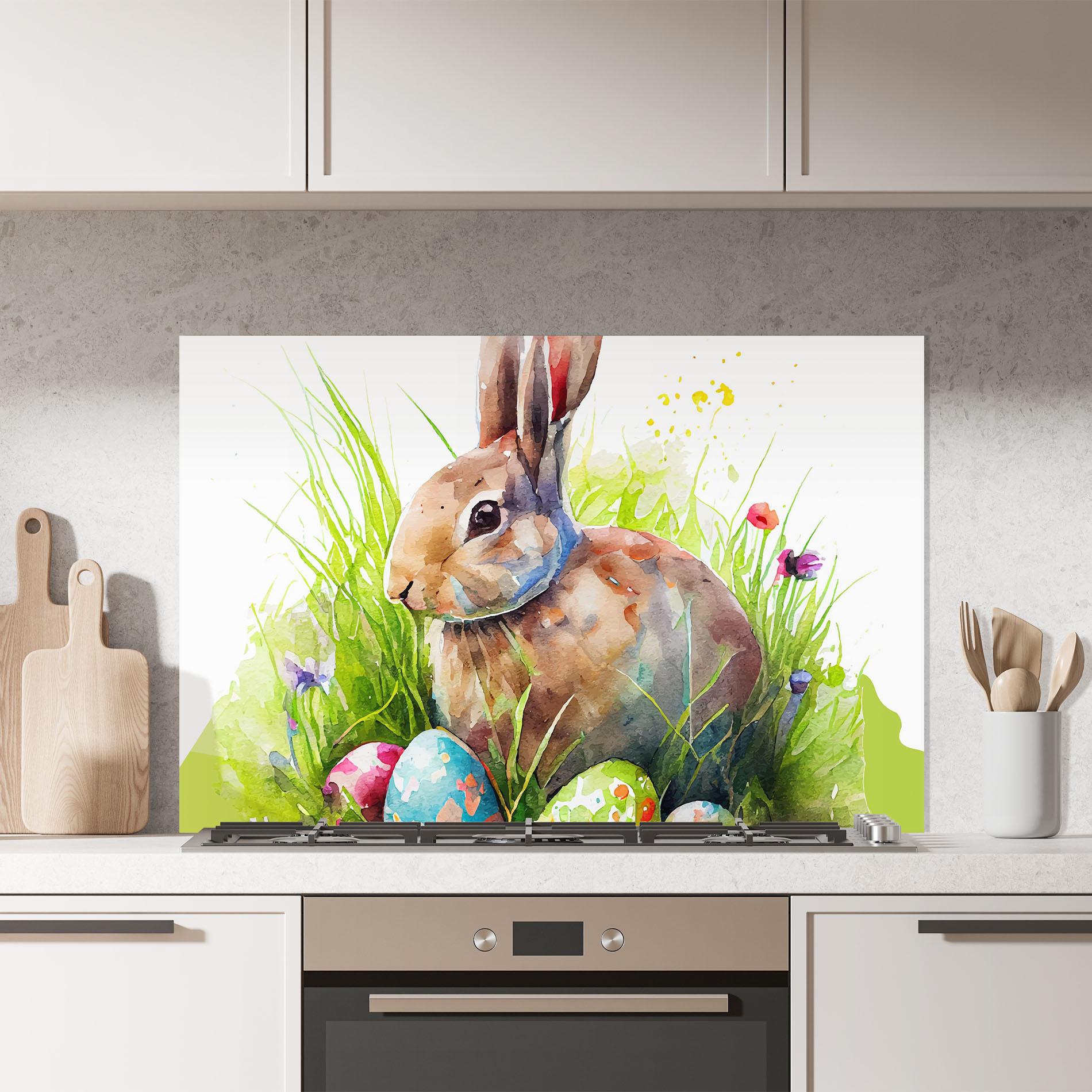 Panou Sticla Bucatarie Rabbit With Eggs mockup 7