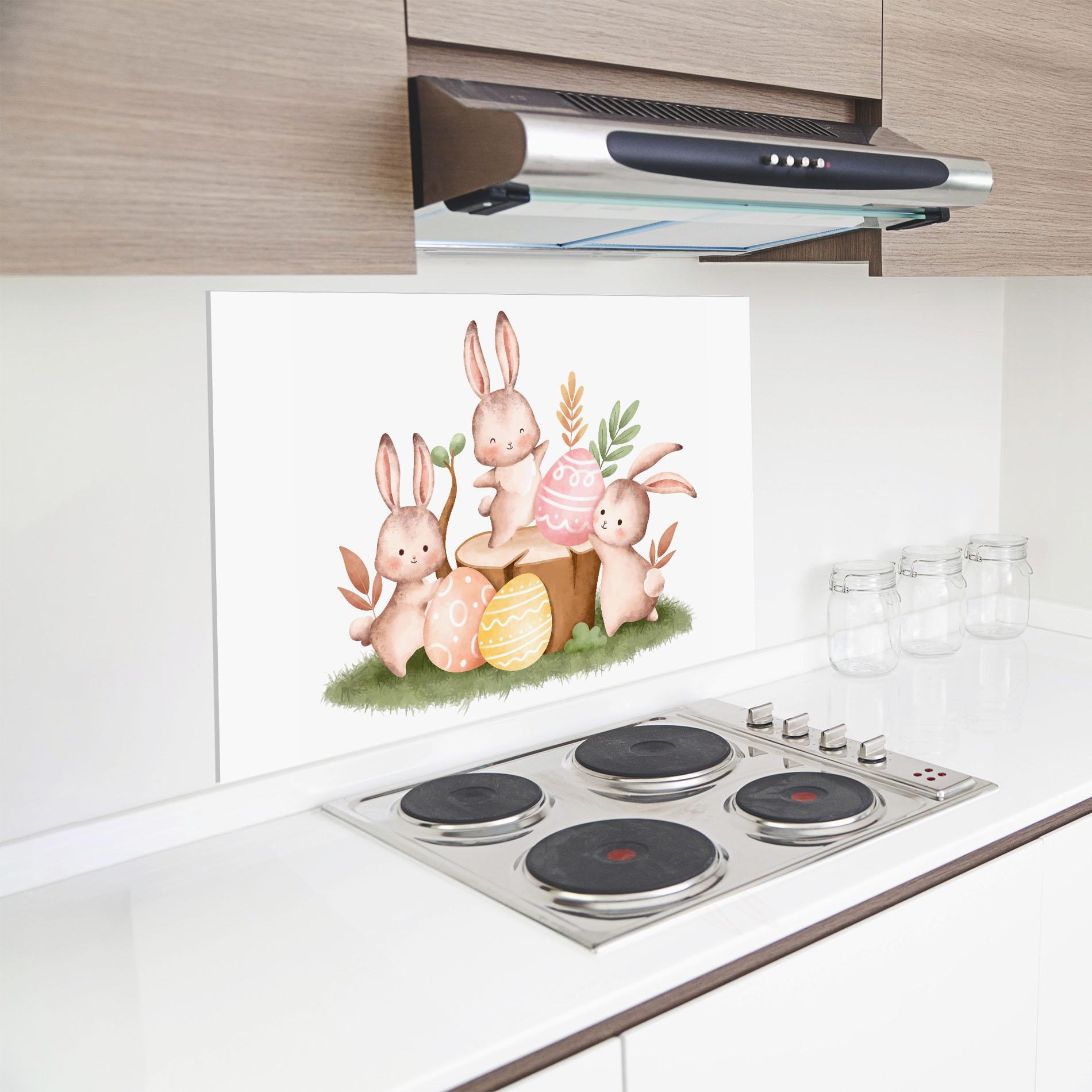 Panou Sticla Bucatarie Bunny Friends mockup 8