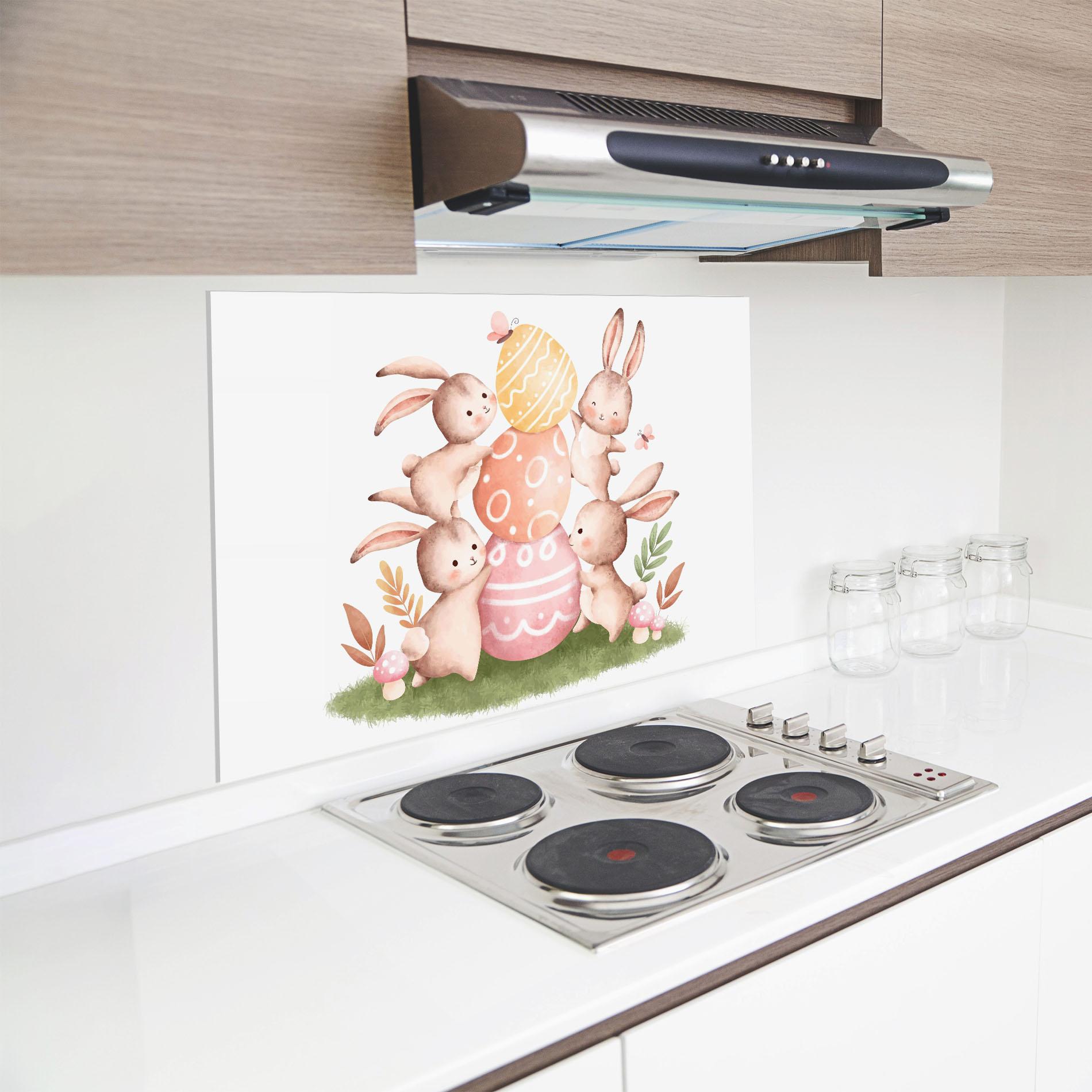 Panou Sticla Bucatarie Bunny Playing mockup 8